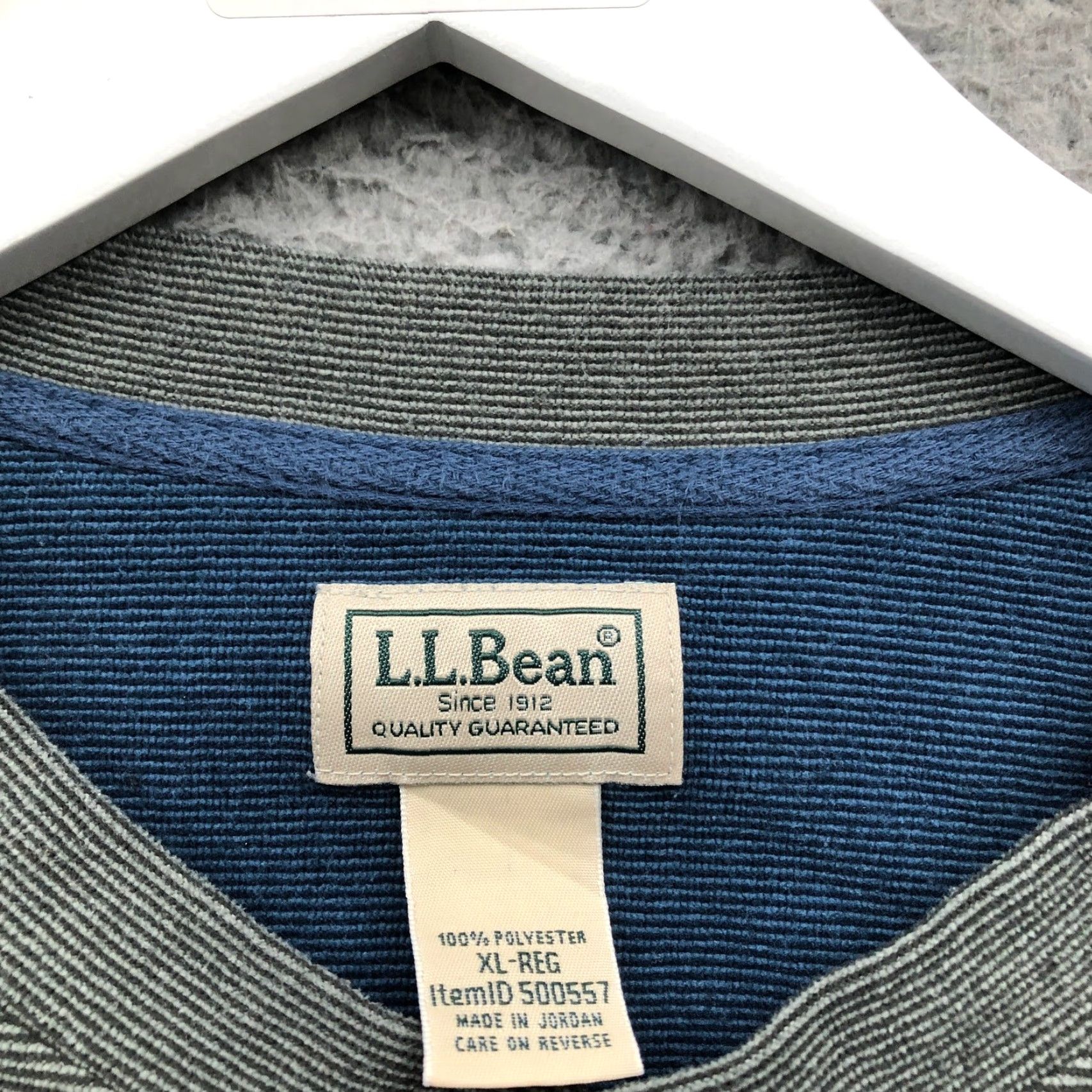 Vintage LL Bean Fleece Layering Long Sleeve Henley Shirt Mens XL Mariner Blue Striped Size US XL / EU 56 / 4 - 3 Thumbnail