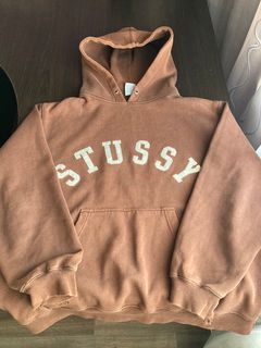 RARE 00's Stussy 'LV Rip-Off' Graphic Brown/Gold Pullover Hoodie [L]