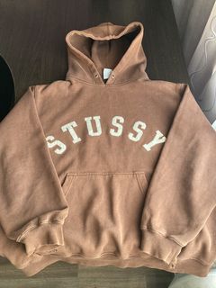 RARE 00's Stussy 'LV Rip-Off' Graphic Brown/Gold Pullover Hoodie