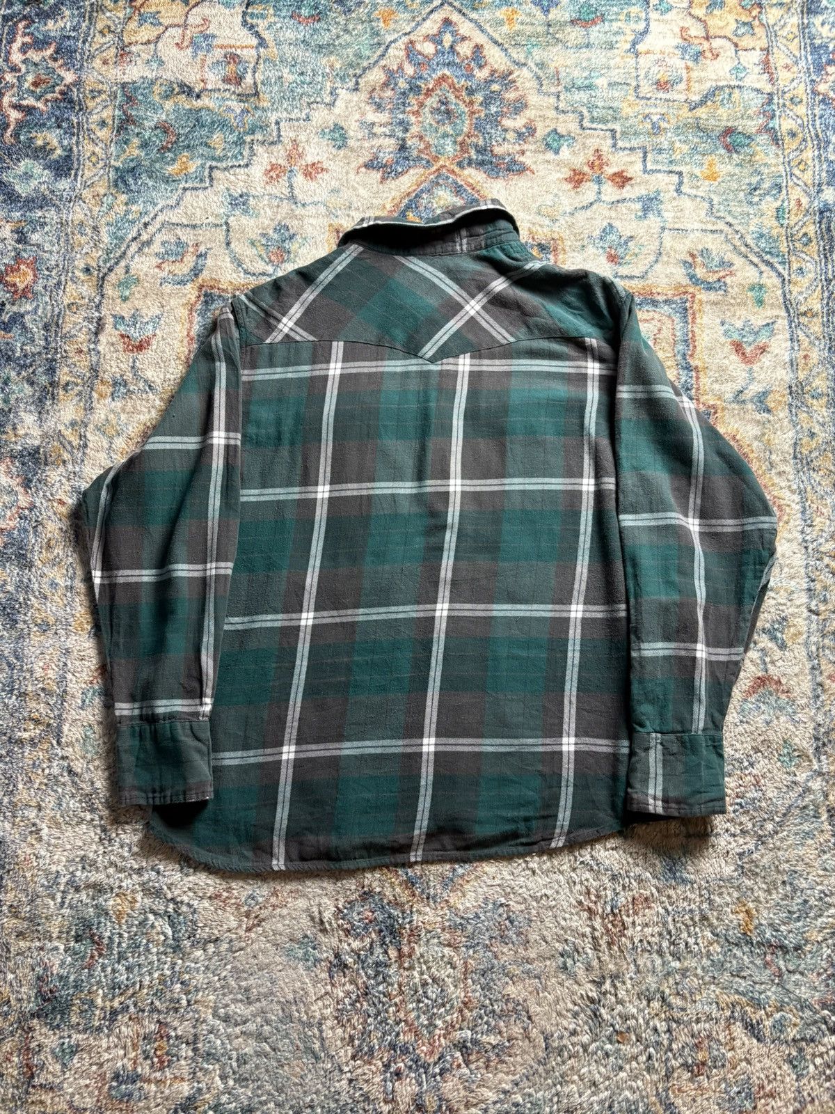 Wrangler Vintage Wrangler Pearl Snap Flannel Shirt Size XL Size US XL / EU 56 / 4 - 2 Thumbnail