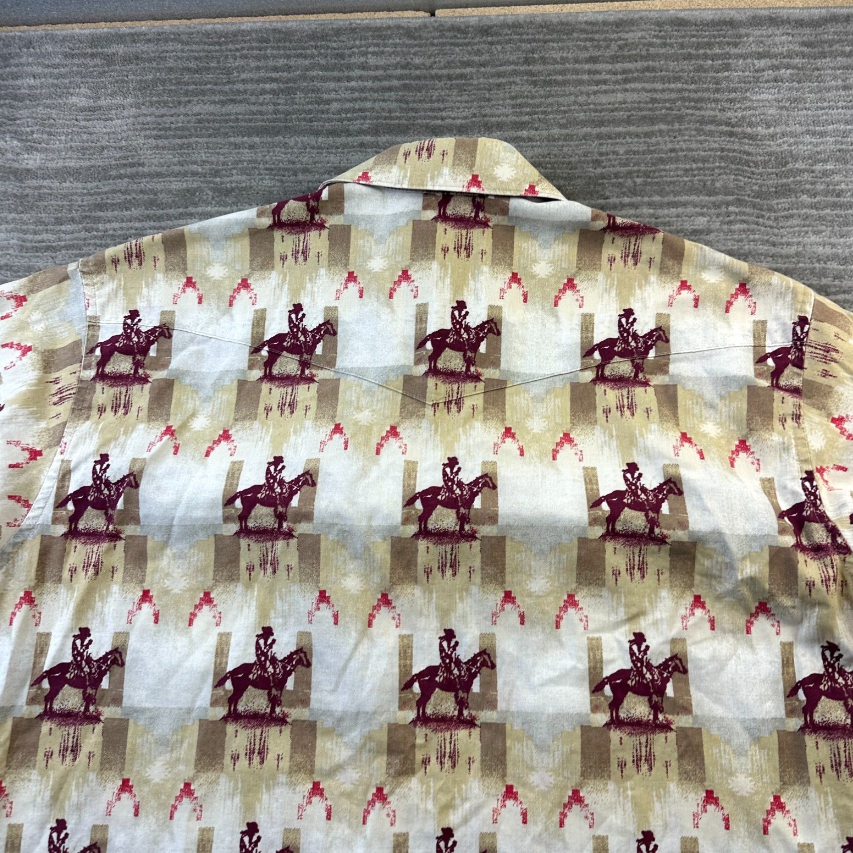Wrangler Wrangler Shirt Mens XL Beige Tan All over Print Pearl Snap Western Button-Up Casual Mens Size US XL / EU 56 / 4 - 5 Thumbnail