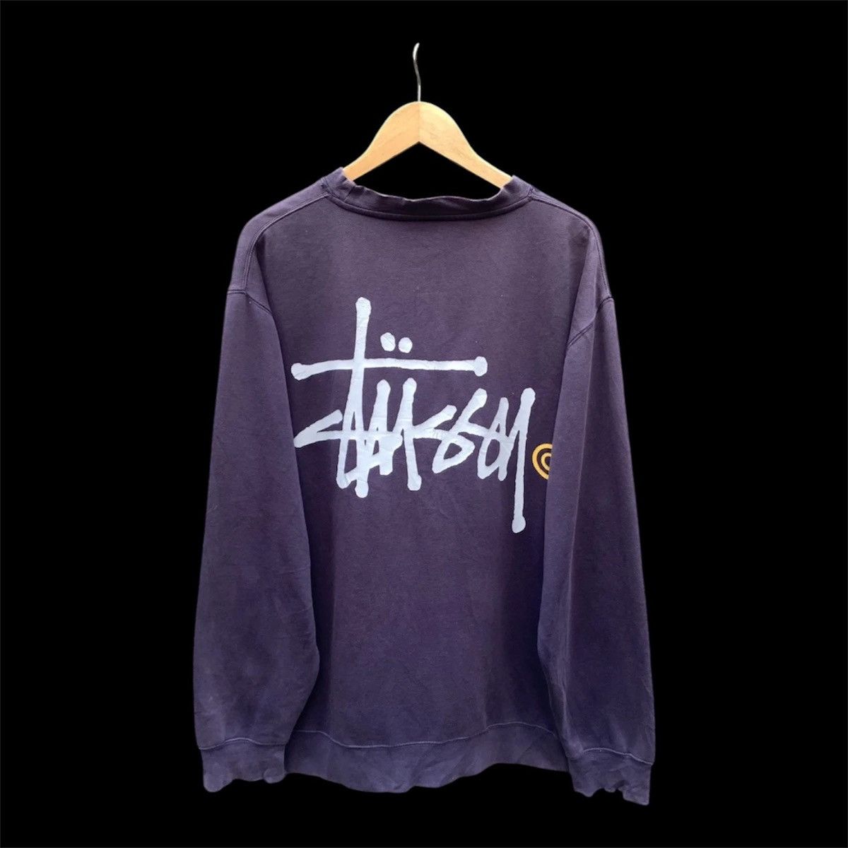 Stussy Vintage 90 Stüssy Big Logo Faded Purple Sweatshirt Thrashed Size US L / EU 52-54 / 3 - 1 Thumbnail