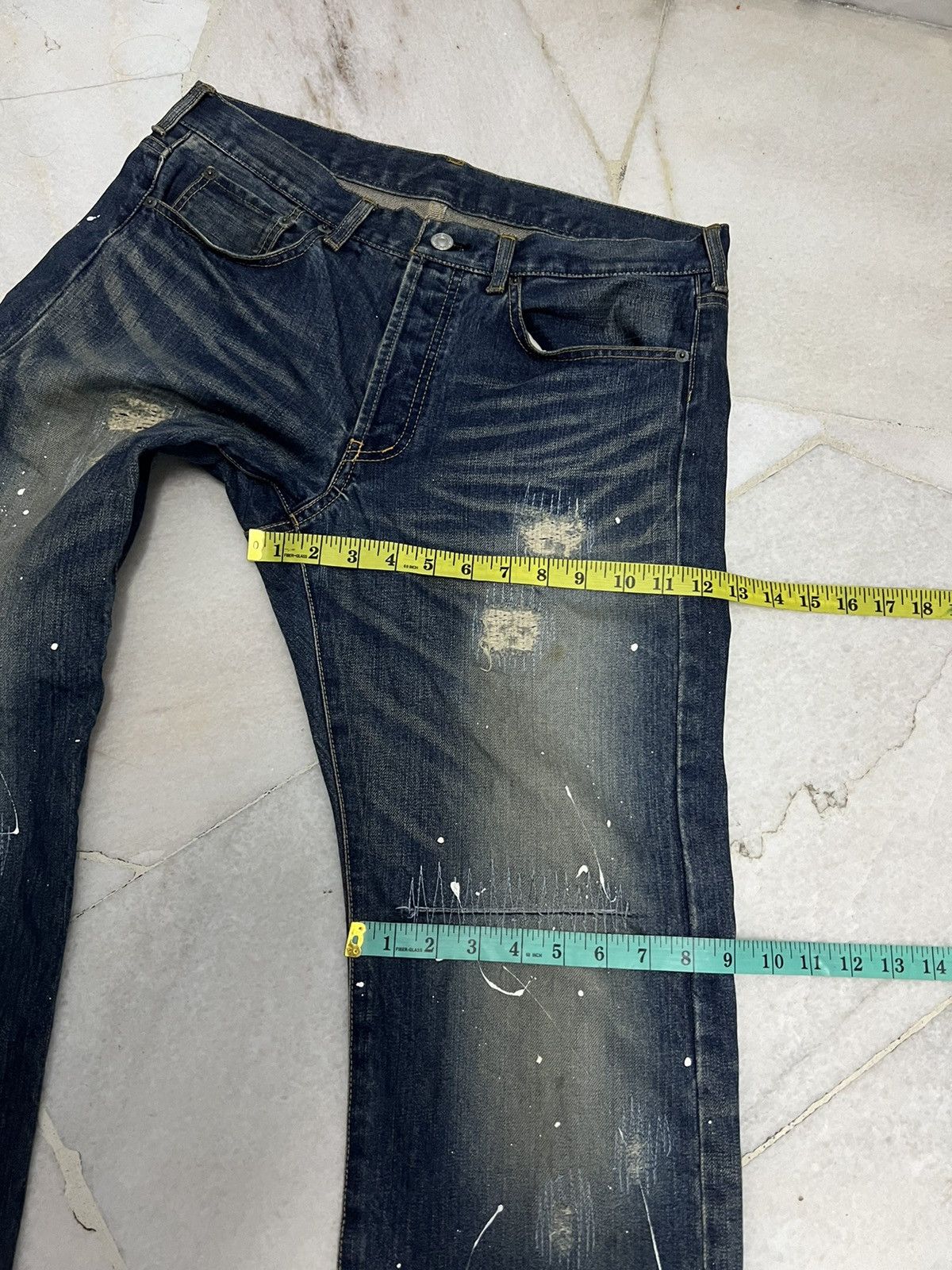 If Six Was Nine × Takeo Kikuchi TAKEO KIKUCHI JAPAN PAINT SPLATTER DISTRESSED PATCH JEANS Size US 33 - 17 Thumbnail