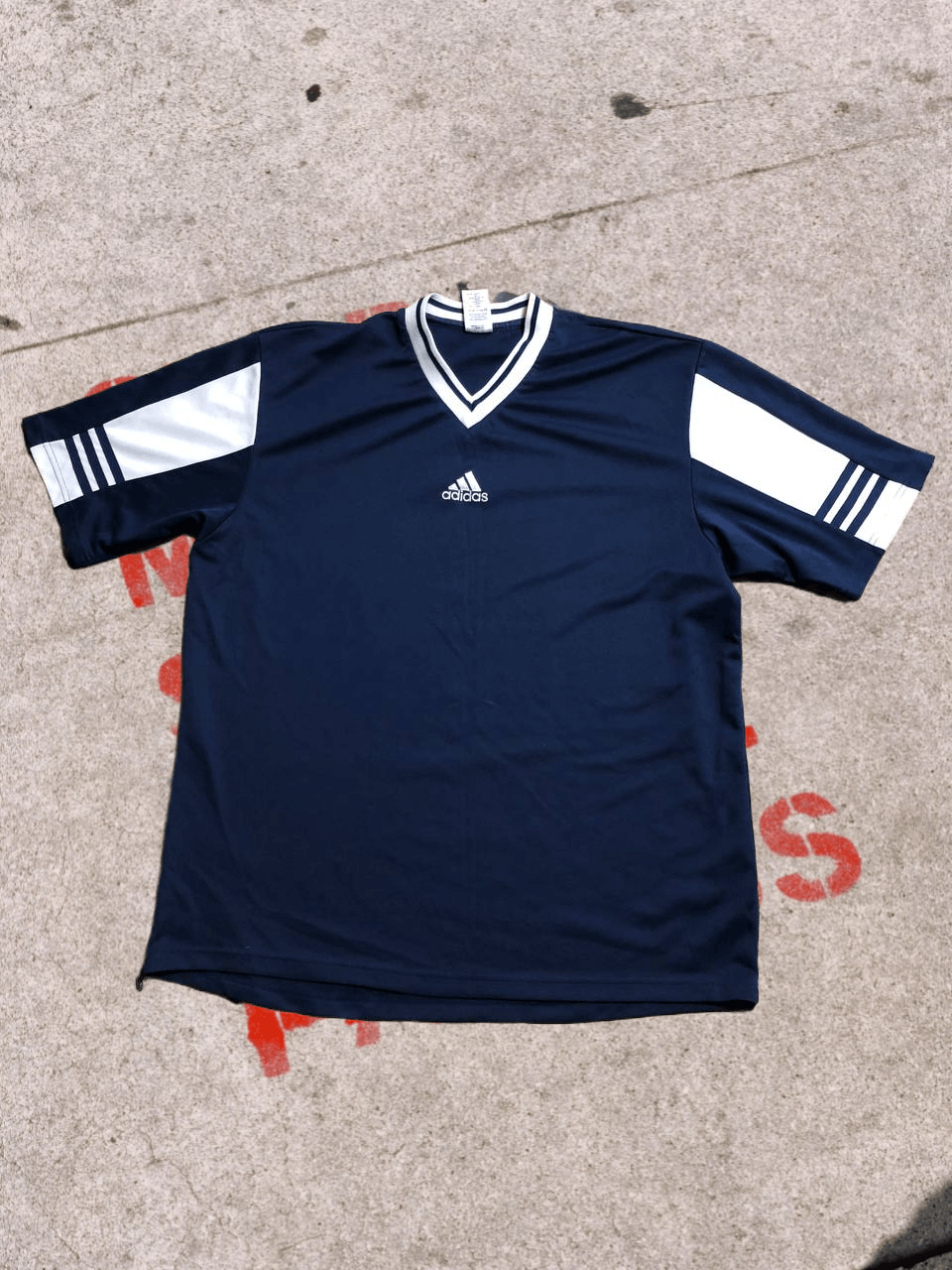 Adidas Rare Vintage Adidas Estadia Jersey V Neck Shirt Blue Size US XL / EU 56 / 4 - 1 Thumbnail