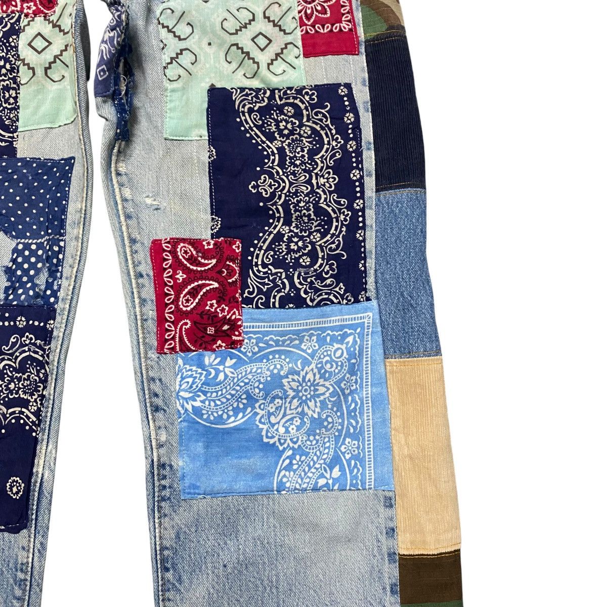 Levi's Vintage Levis 501 Redline Denim Patchwork Jeans Size US 33 - 7 Thumbnail