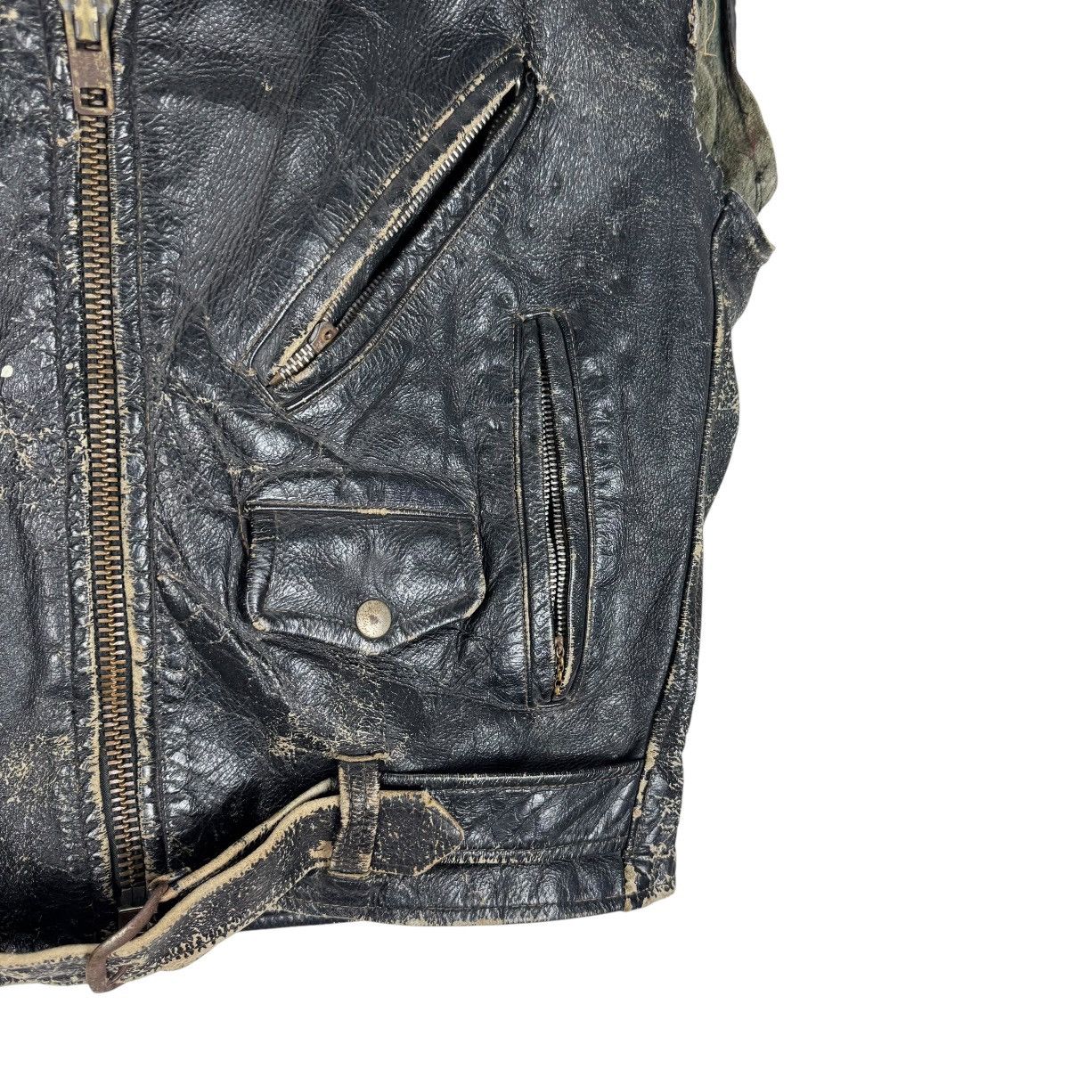 Genuine Leather ☀️40s DOUBLE COLLAR LEATHER CUSTOM RANCID PUNK JACKET Size US M / EU 48-50 / 2 - 10 Thumbnail