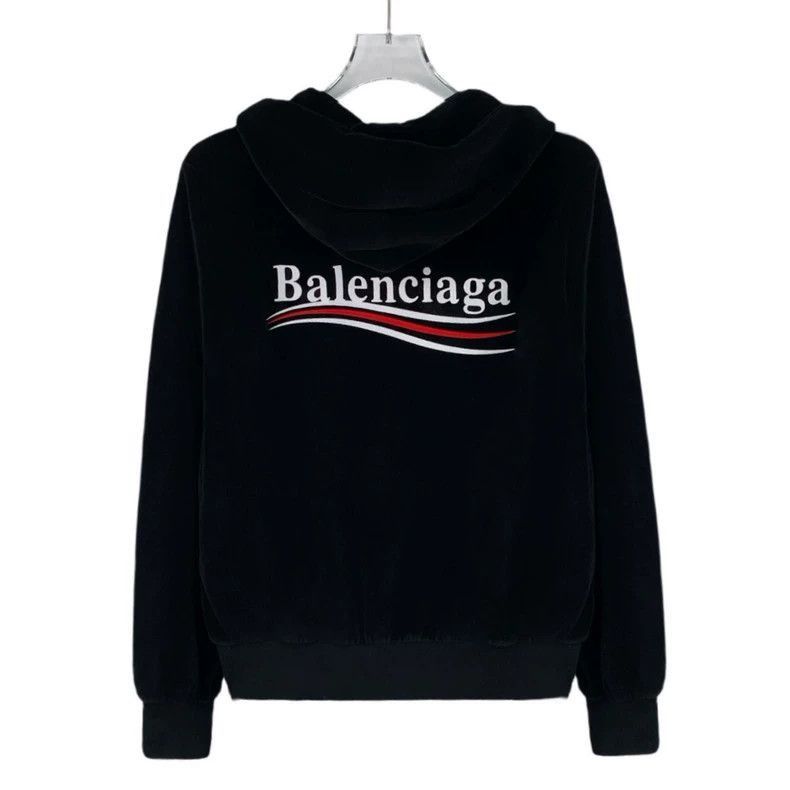 Balenciaga Balenciaga Black Logo Embroidered Zip Hoodie-2506 Size L / US 10 / IT 46 - 2 Thumbnail