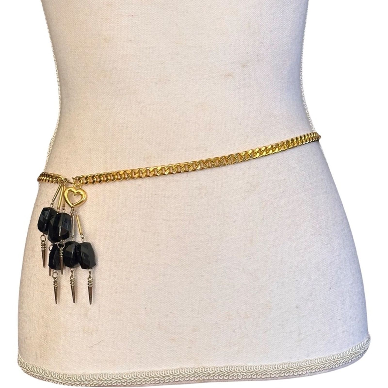Vintage Gold Beaded Chain Waist Chain Belt Manna Vintage Gold Plated Waist Chain Crystal Beaded  main image 2
