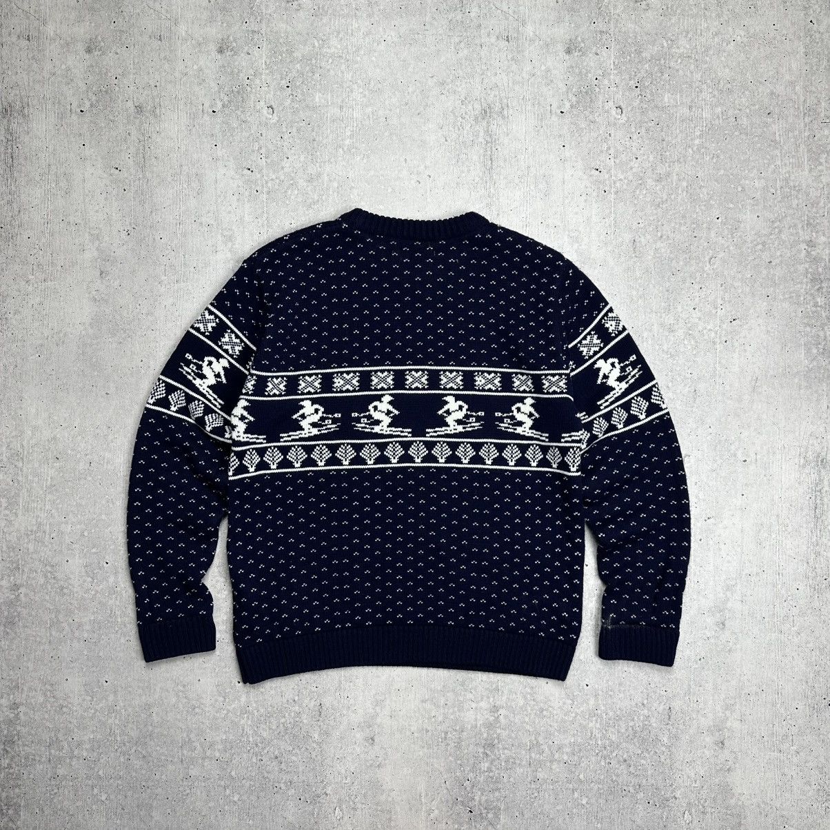 Polo Ralph Lauren × Vintage Polo Ralph Lauren Navy Multi Skier Graphic Cotton Sweater Size US L / EU 52-54 / 3 - 6 Thumbnail