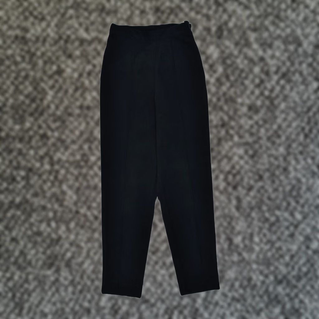 Vintage VINTAGE Womens Slim Casual Trousers Black Polyester W24 L28 Size 42" / US 20 - 1 Thumbnail