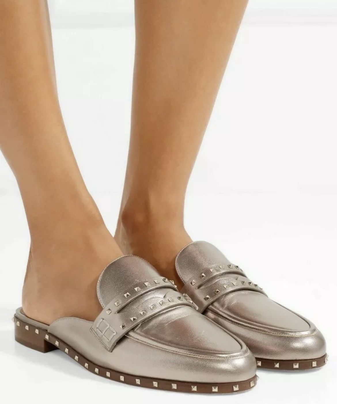 Valentino Soul Rockstud Metallic Mules Size US 6 / IT 36 - 1 Thumbnail
