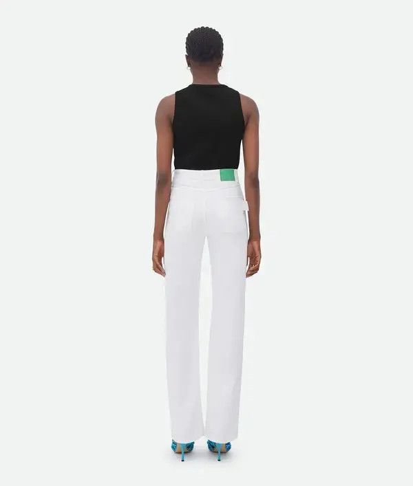 Bottega Veneta o1n1vont1225 High Rise Straight Denim Pants in White Size 26" / US 2 / IT 38 - 3 Thumbnail
