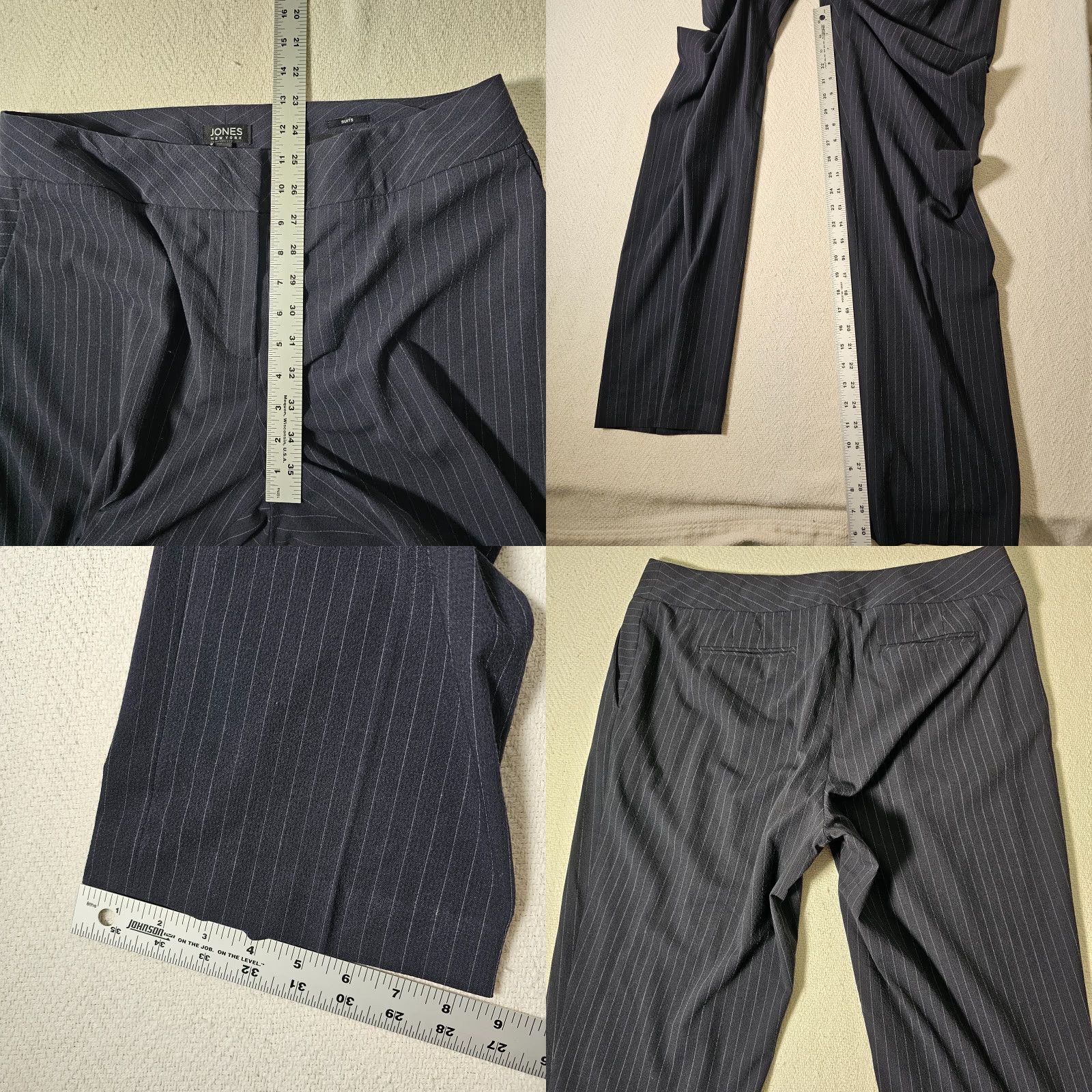 Jones New York Jones New York Sydney Pants Women's Size 12 Blue Striped High Rise Straight Leg Size 34" / US 12 / IT 48 - 8 Thumbnail