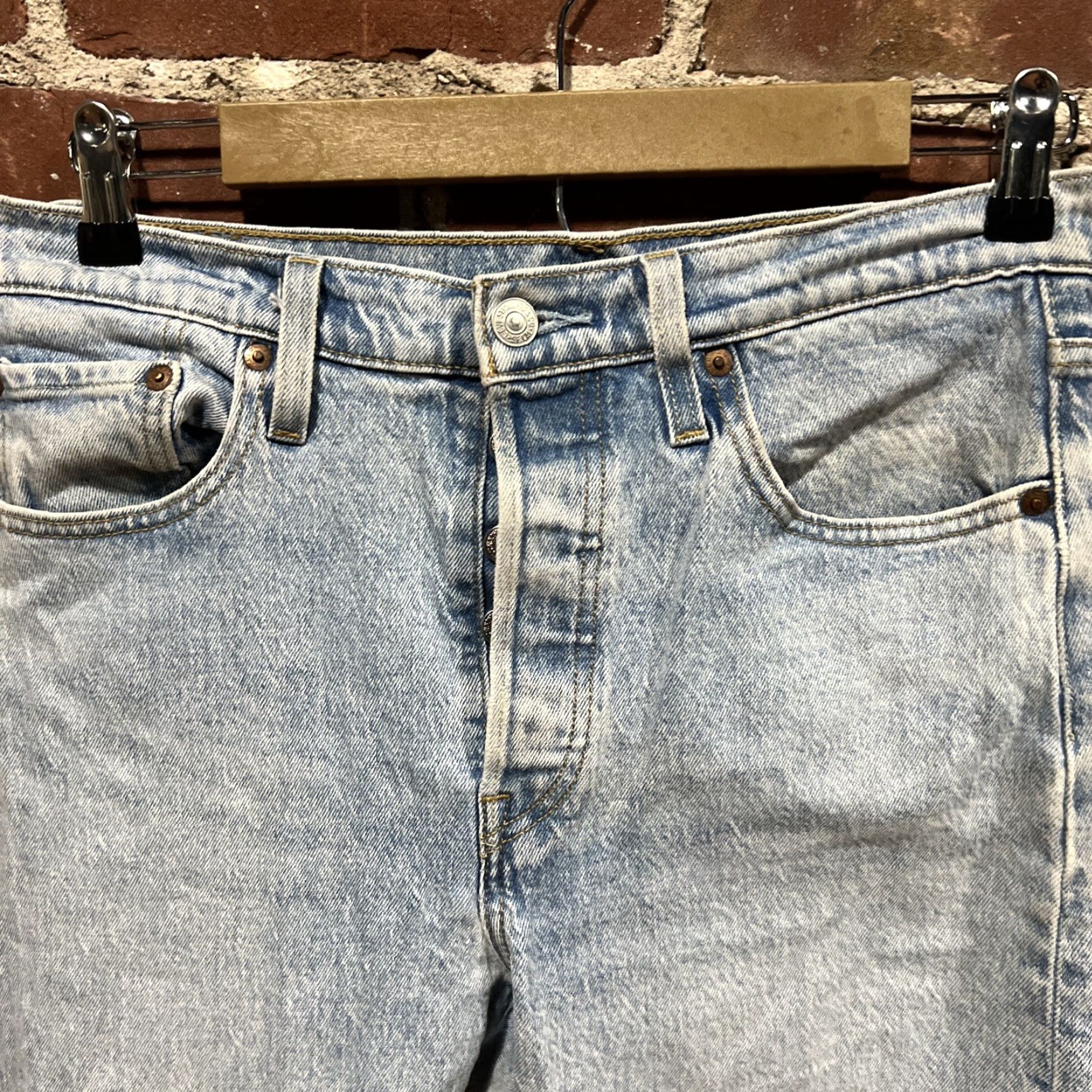 Levi's Levi's 501S Jeans 29x30 Blue Denim Button Fly Distressed Regular Fit Cotton Blend Men Jeans Skinny Style 501 Model Casual Comfort Pockets Distressed Size US 29 - 2 Thumbnail