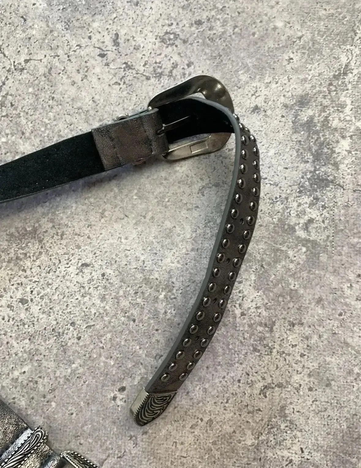 Japanese Brand × Vintage Vintage Belts Y2K Rhinestones Punk leather belt Japanese Size ONE SIZE - 2 Thumbnail