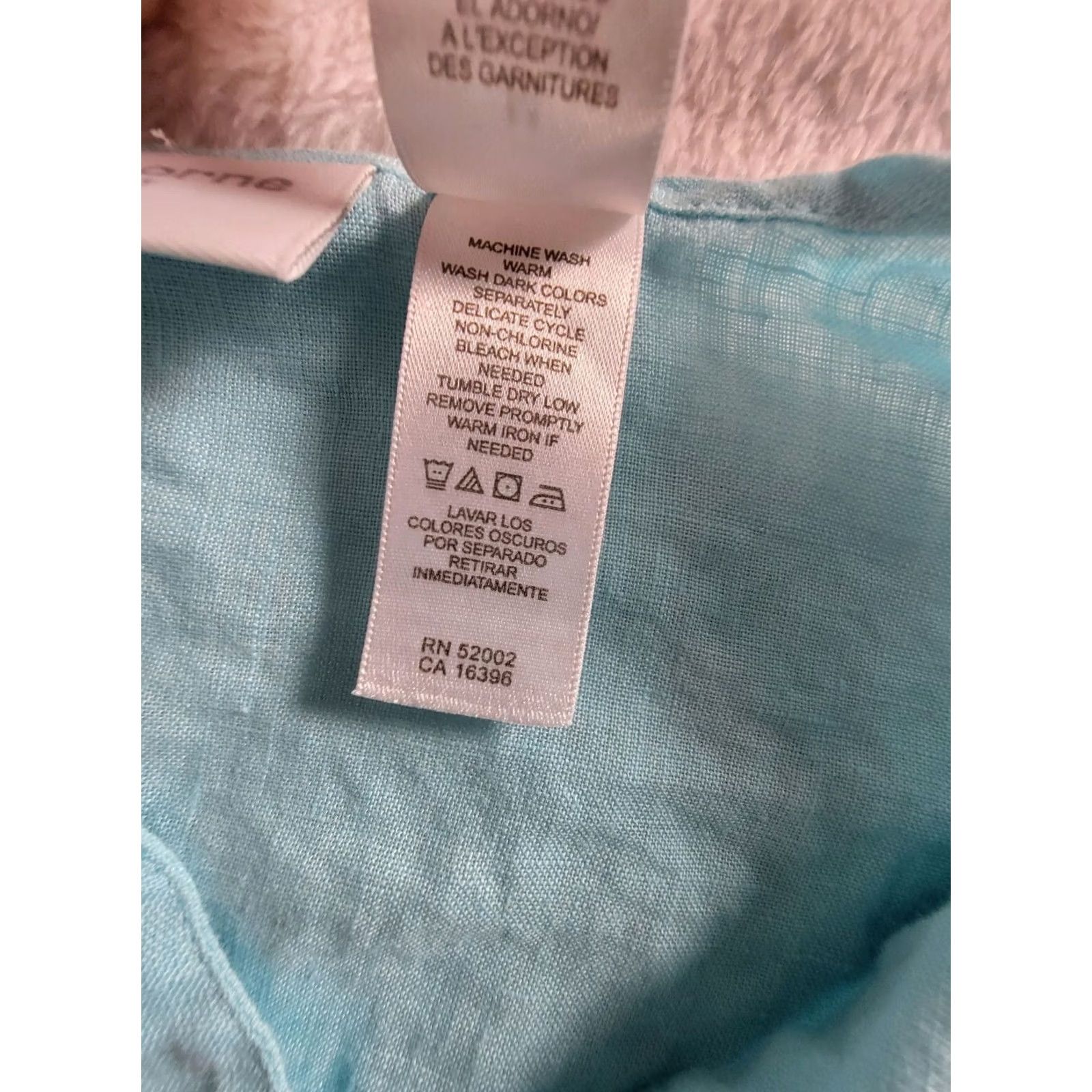 Liz Claiborne Liz Claiborne Lizsport Shirt Womens Blue Linen Button-Up Pintuck Medium Casual Size M / US 6-8 / IT 42-44 - 4 Thumbnail