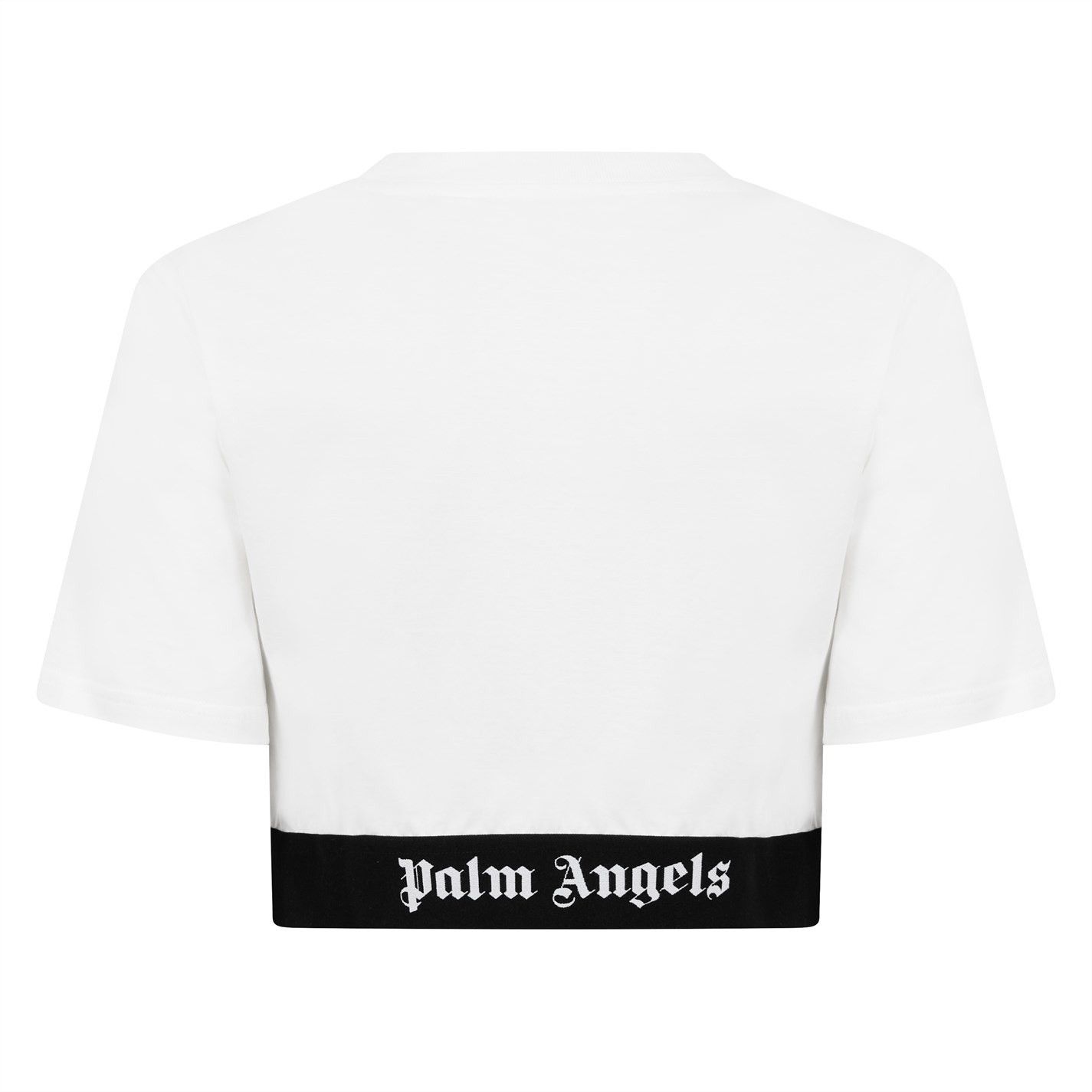 Palm Angels o1g2r1mq0325 Cropped Crewneck T-Shirt in White & Black Size XS / US 0-2 / IT 36-38 - 2 Thumbnail