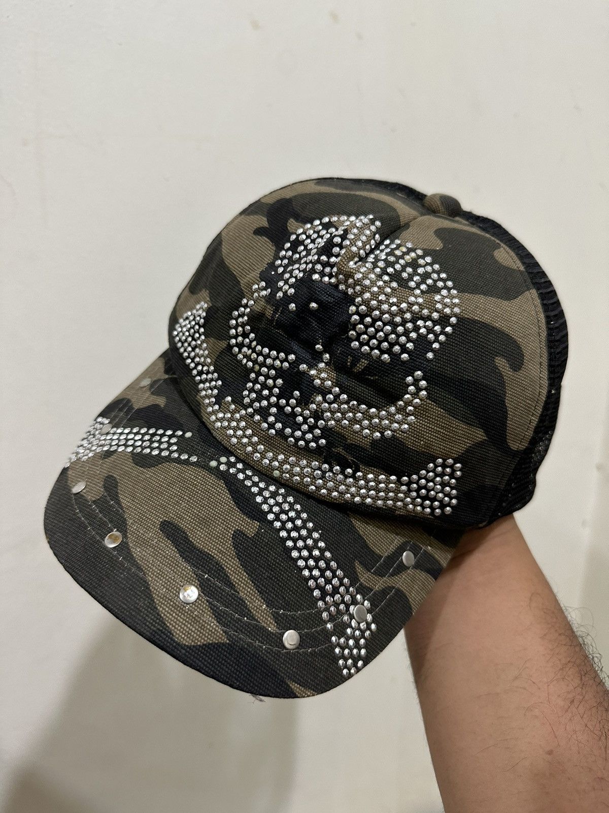 Japanese Brand VTG Skull Punk Bling Camo Trucked Hat Size ONE SIZE - 1 Thumbnail