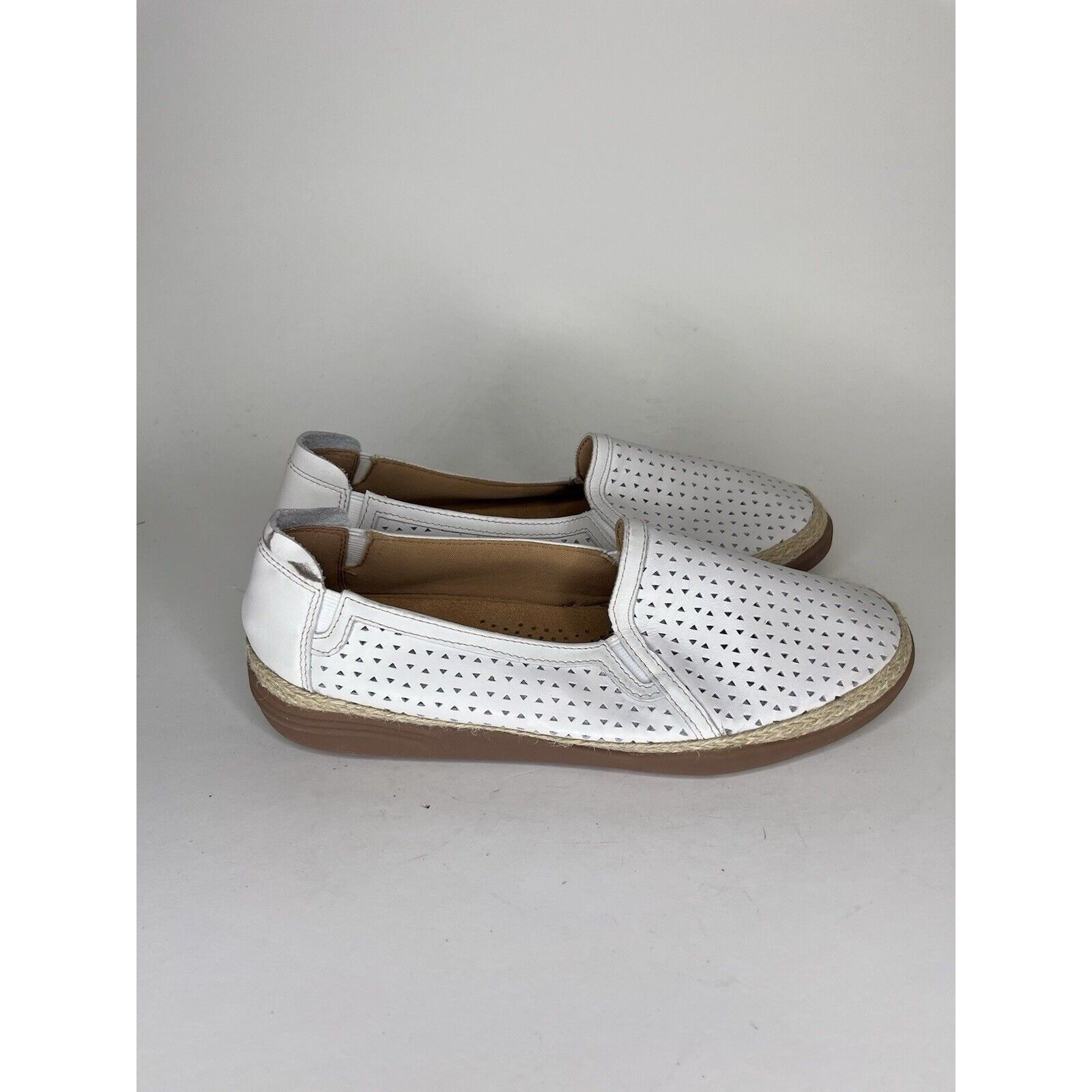 Clarks Clarks Collection White Leather Perforated Espadrilles Shoes Grailed