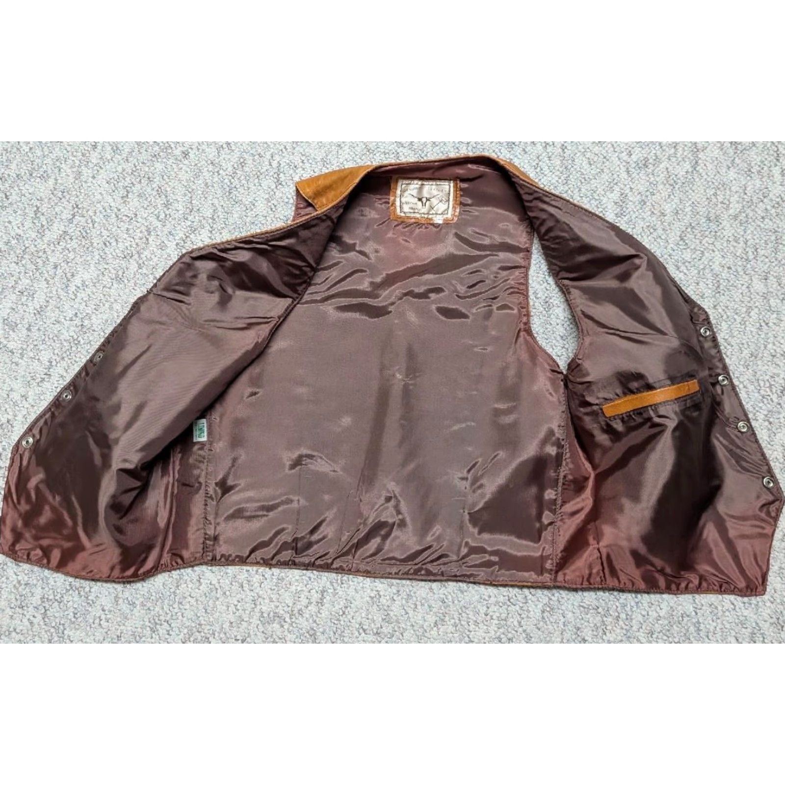 Vintage VINTAGE handcrafted brown leather Western vest S Men 38-40 Harley snap front rodeo Cowboy motorcycle Size US S / EU 44-46 / 1 - 5 Thumbnail