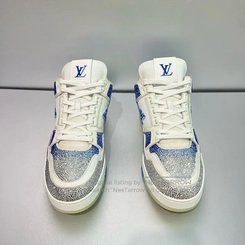 Louis Vuitton Louis Vuitton Trainer White and Blue Gradient Full Drill P Size US 8.5 / EU 41-42 - 2 Thumbnail