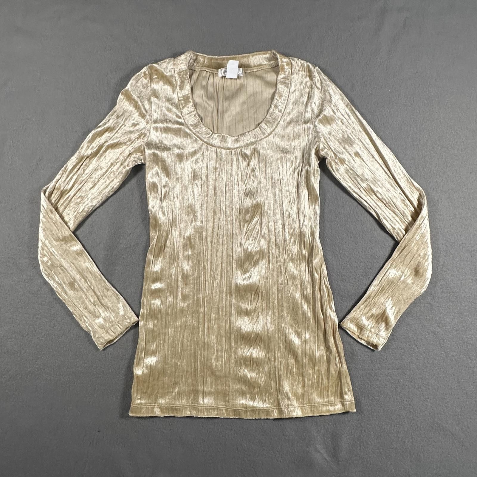 Other Women’s Long Sleeve Top Velvet Champagne Ivory Vintage Size M / US 6-8 / IT 42-44 - 1 Thumbnail