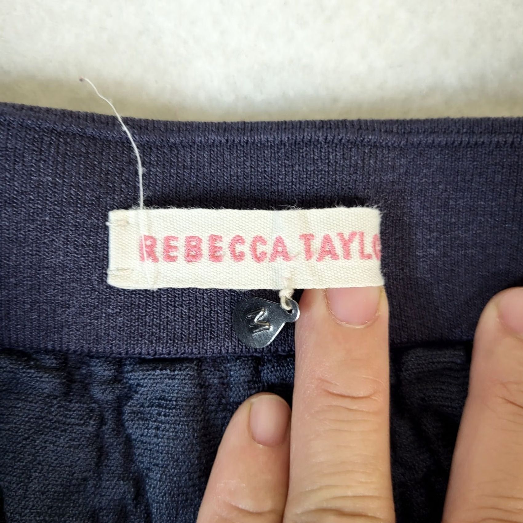 Rebecca Taylor Rebecca Taylor Women's Knit Short Skirt Navy Blue M Flare Stretch Pattern Floral Vintage No Size 32" / US 10 / IT 46 - 4 Thumbnail