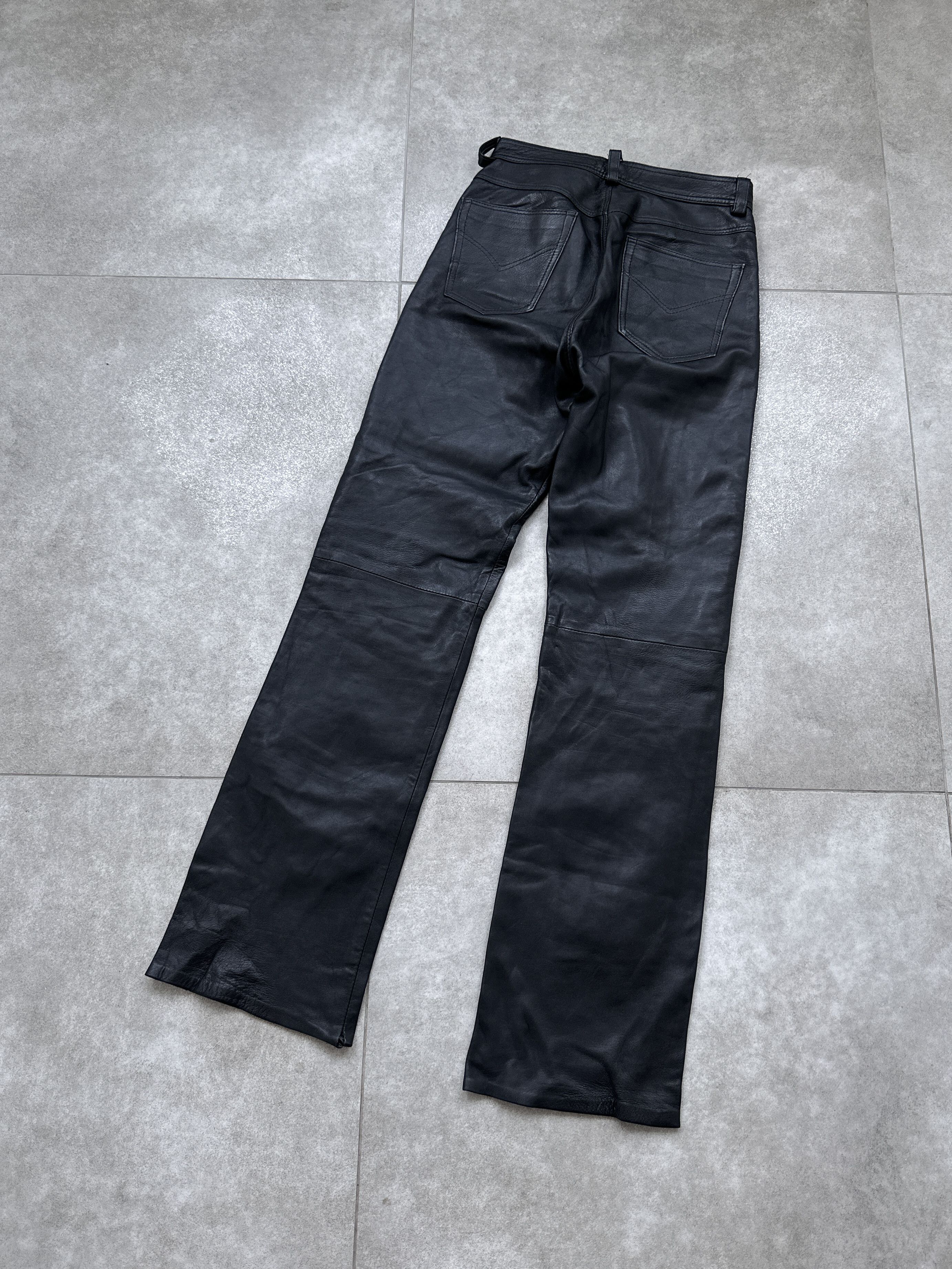 Leather Vintage Real Leather Black Pants Size 28" / US 6 / IT 42 - 2 Thumbnail
