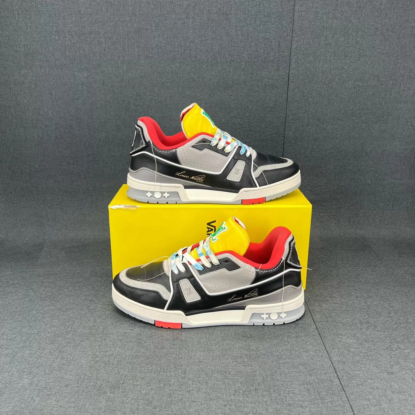 Louis Vuitton LV Trainer Yellow Red UK7.5 Boxed, Good Size US 8.5 / EU 41-42 - 2 Thumbnail