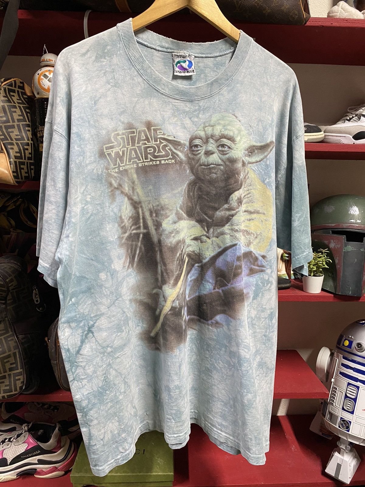 Vintage 90’s Vintage Yoda Star Wars Liquid Blue Tee Shirt 2XL Size US XL / EU 56 / 4 - 1 Thumbnail
