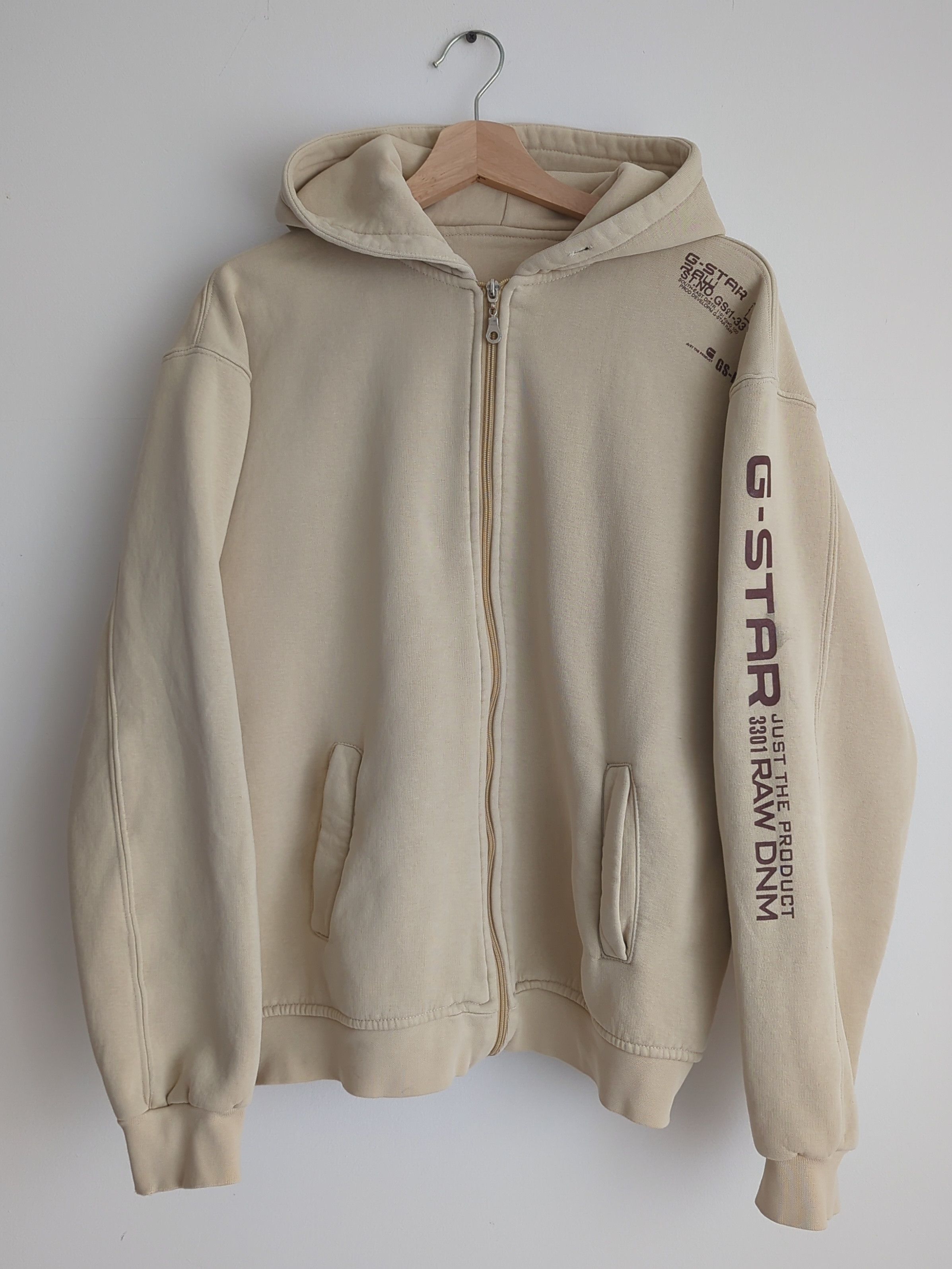 G-Star G-Star Raw Beige Zip Hoodie Embroidered Logo Size US L / EU 52-54 / 3 - 1 Thumbnail