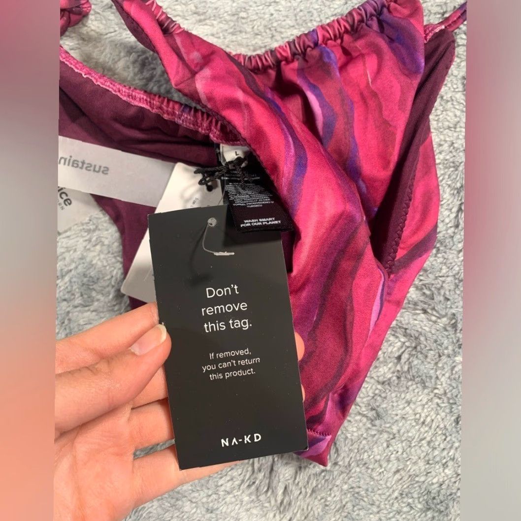 Vintage NWT Na-Kd Melissa Bentsen x NA-KD snake print bikini panty Large Purple Women L drawstring Bikini Panty Size 36" / US 14 / IT 50 - 3 Thumbnail