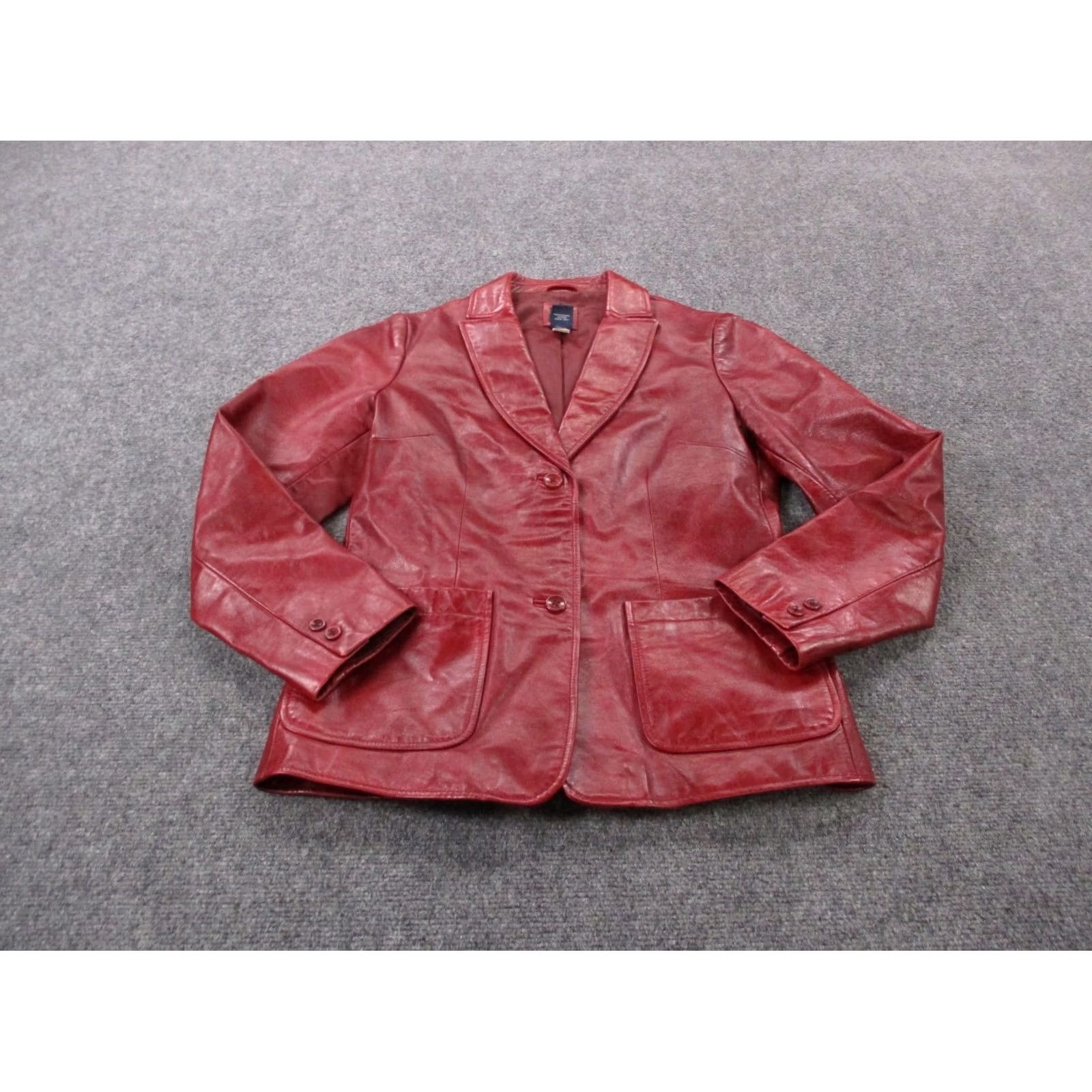 Gap VINTAGE Gap Jacket Womens S Red Leather Coat Biker Lined Windproof Pockets Casual Fall Spring Summer Winter Mens Womens Girls Boys Size S / US 4 / IT 40 - 2 Thumbnail