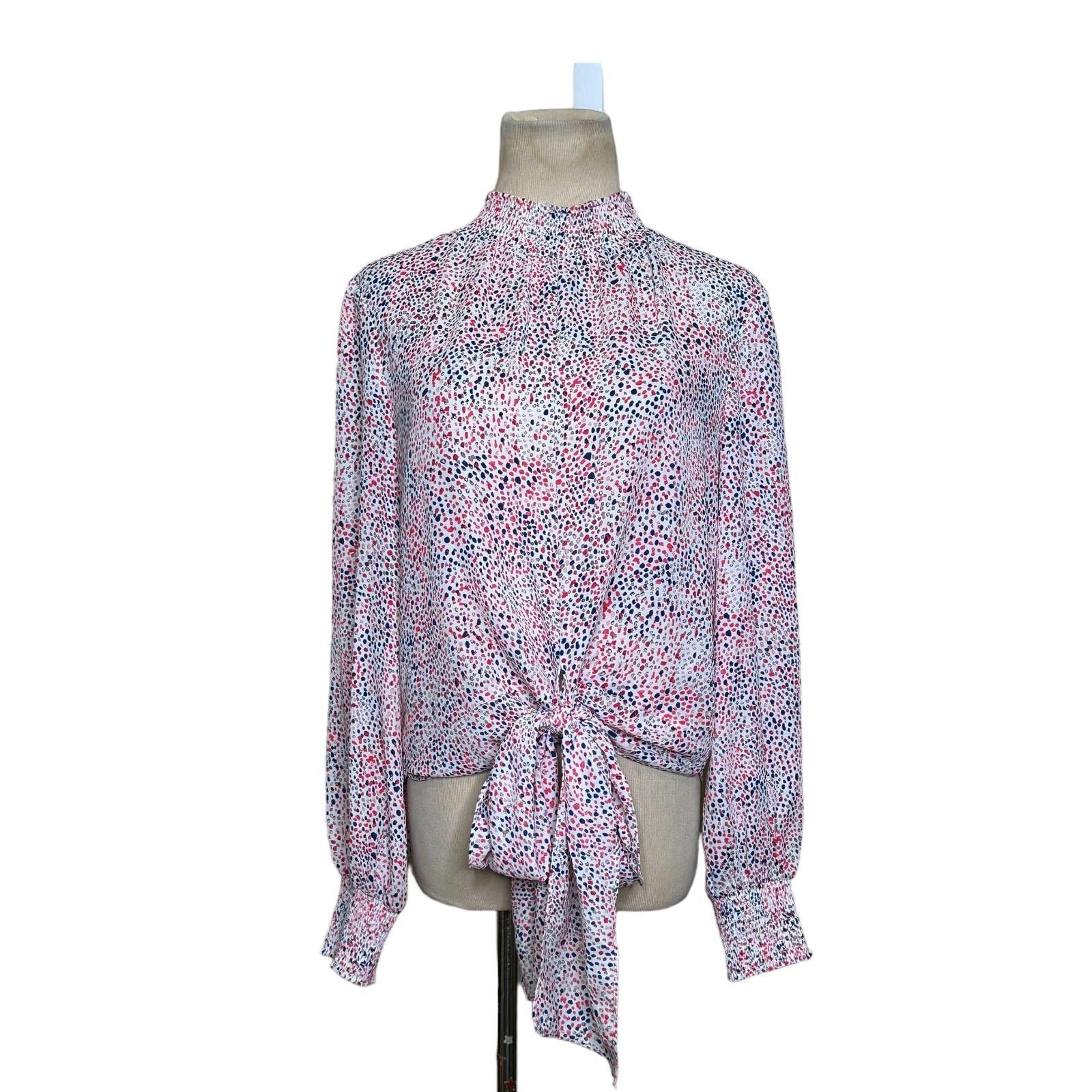 Rachel Zoe Rachel Zoe confetti print mock neck front tie blouse size XS Size XS / US 0-2 / IT 36-38 - 1 Thumbnail