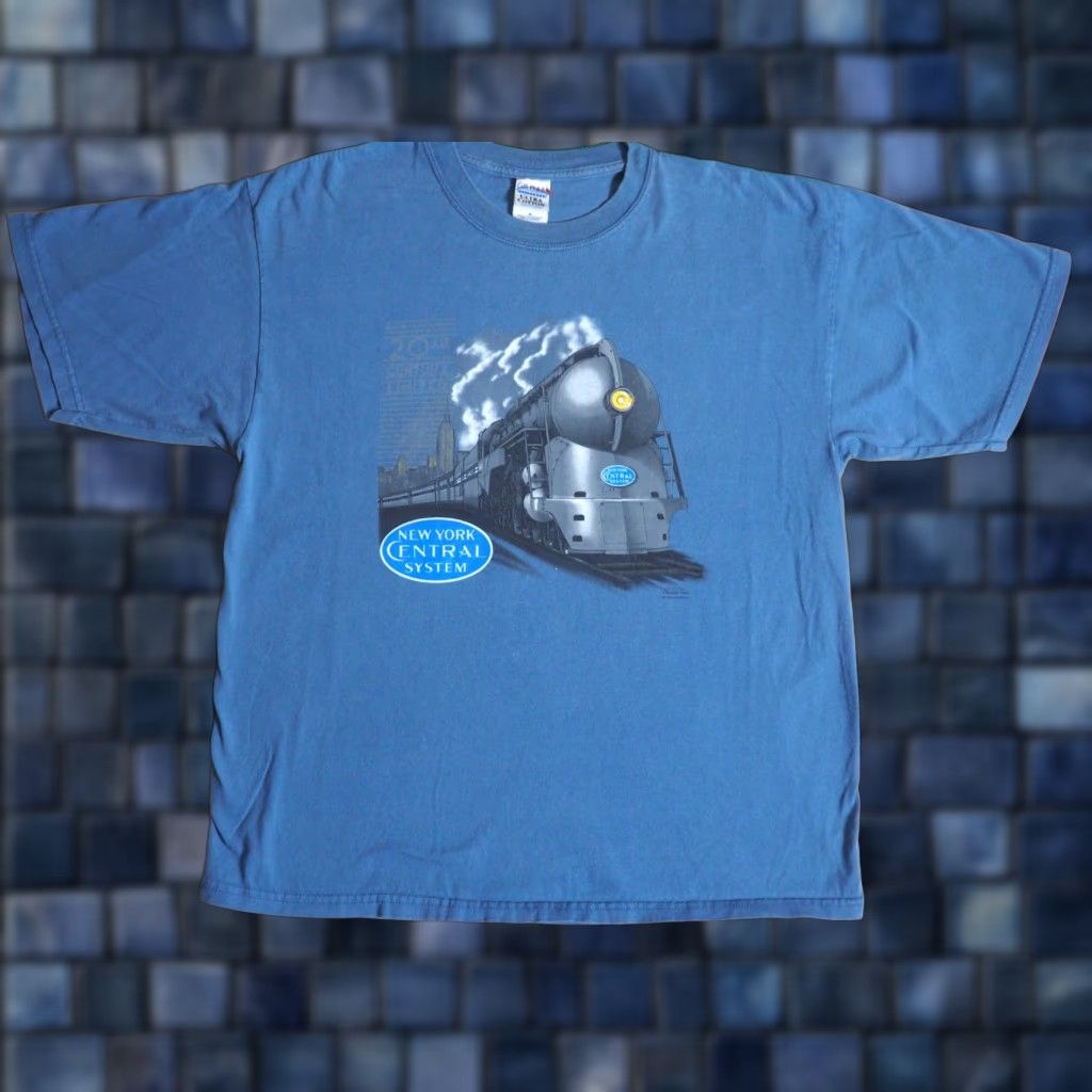 Gildan VINTAGE Gildan T-Shirt Mens XL 90s 90s Central Railroad Steam Blue Tee Cotton Crew Neck Short Sleeve Size US XL / EU 56 / 4 - 1 Thumbnail