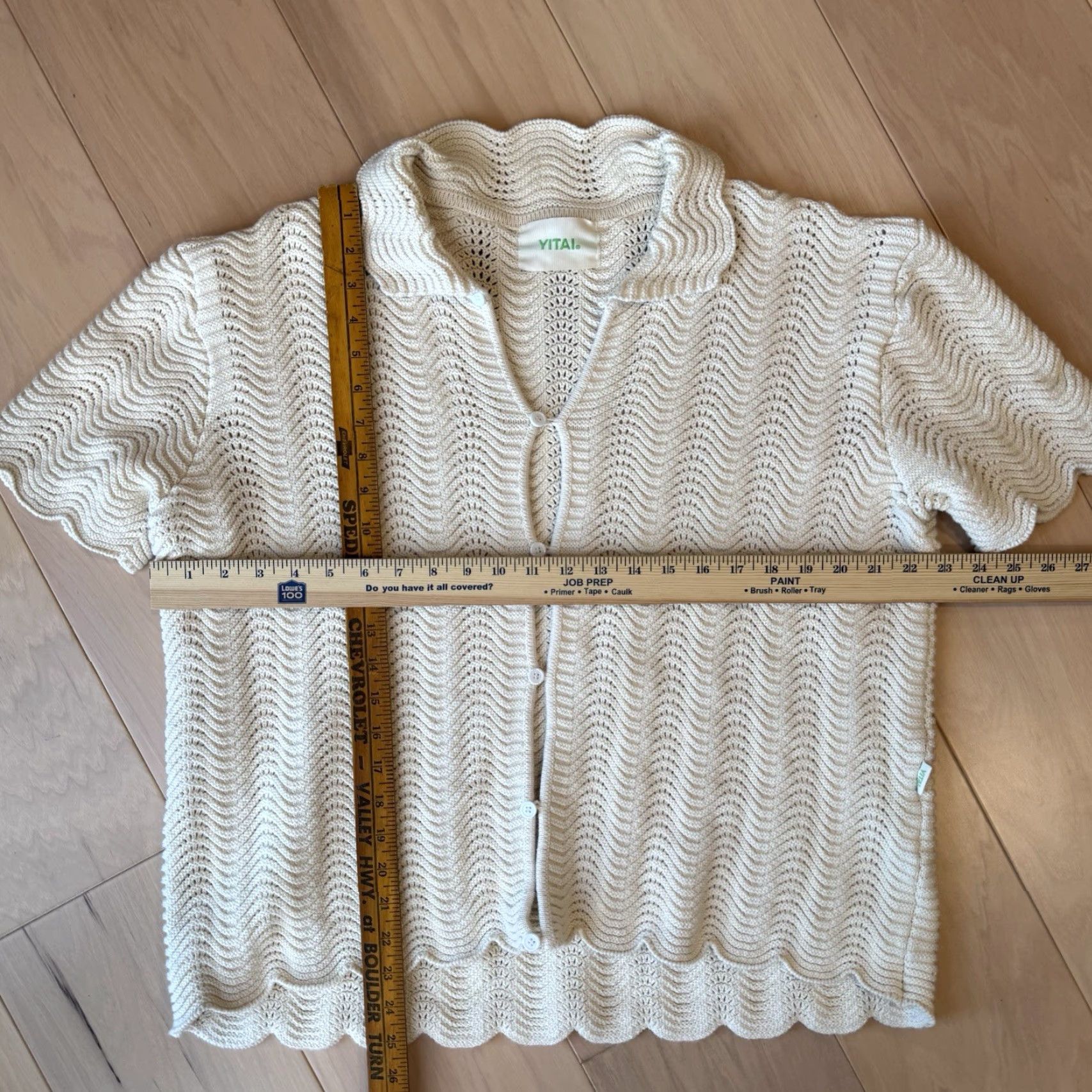 Vintage Yitai Shirt Medium Ivory Knit Button-Up Casual Size US M / EU 48-50 / 2 - 3 Thumbnail