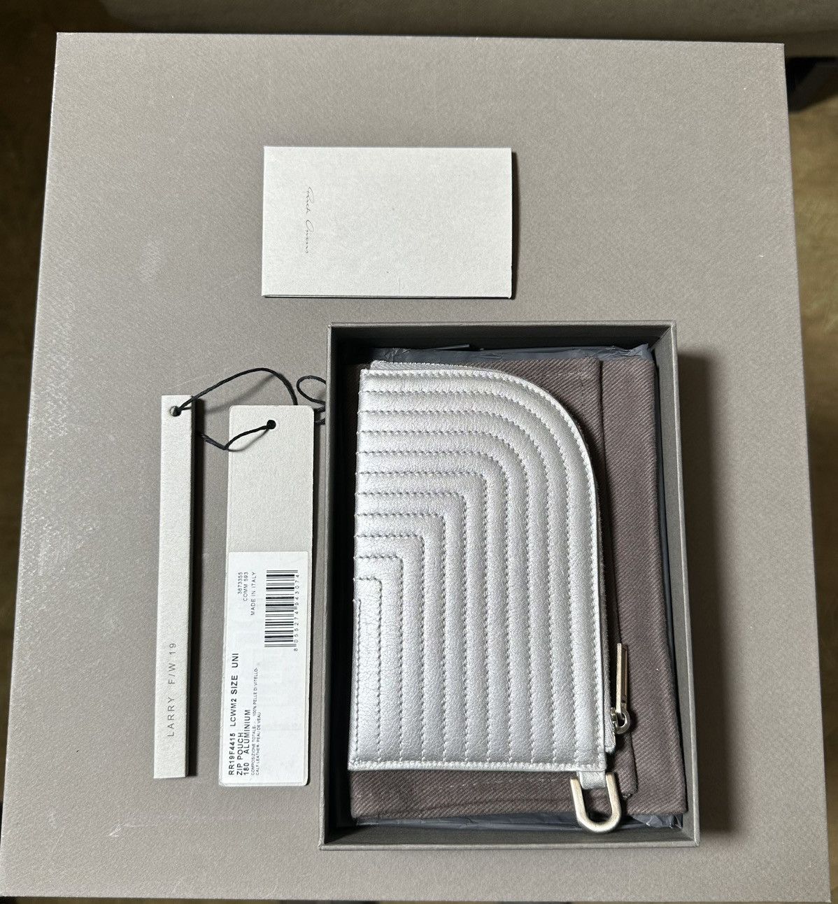 Rick Owens Rick Owens FW19 LARRY quilted wallet in silver calf Size ONE SIZE - 2 Thumbnail