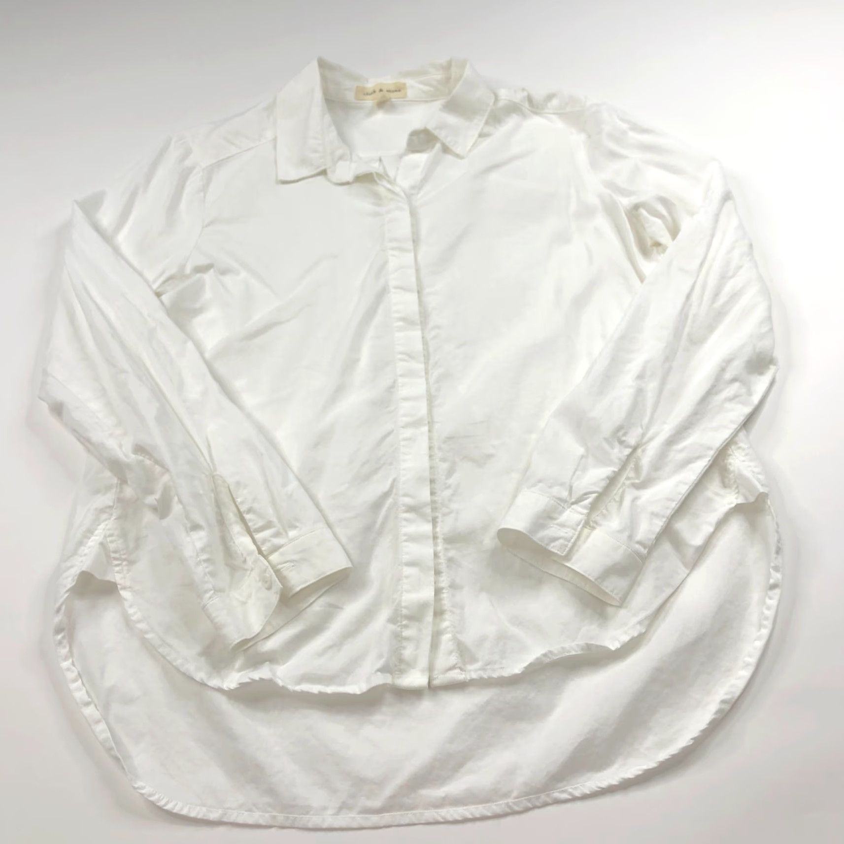 Anthropologie Cloth & Stone Shirt White Lyocell Long Sleeve Button-Up XS? Size M / US 6-8 / IT 42-44 - 2 Thumbnail
