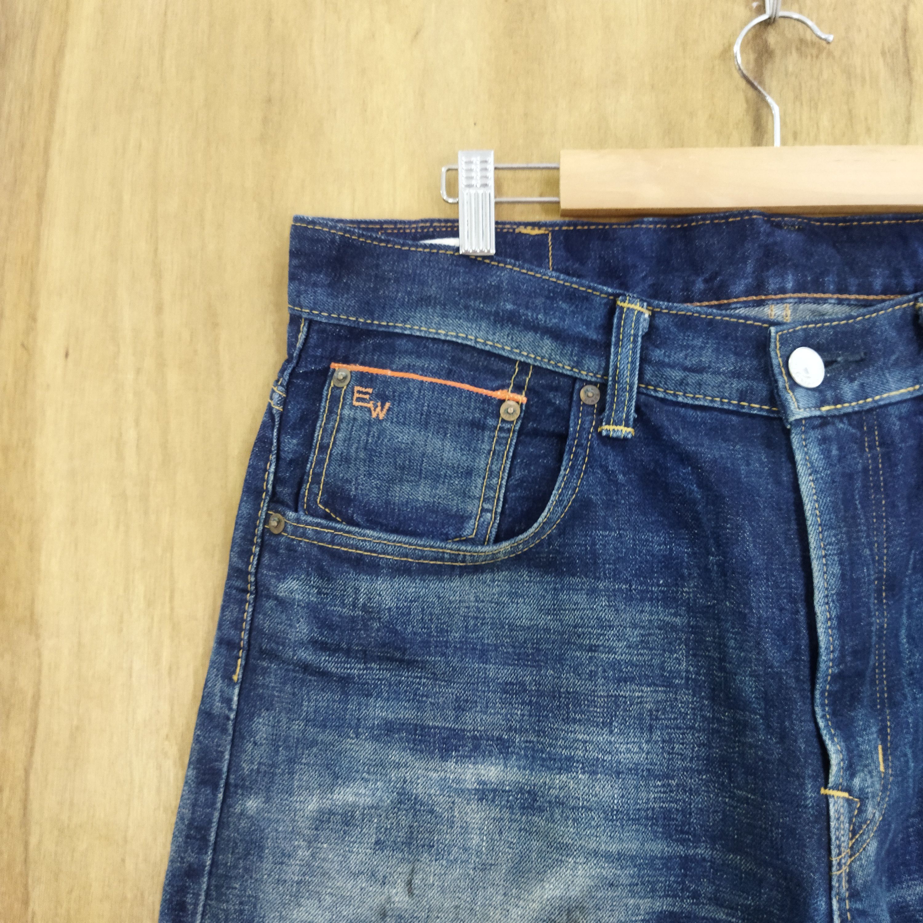 Edwin × Vintage EDWIN 505 BLUE RUSTY JEANS PANTS Size US 34 / EU 50 - 4 Thumbnail