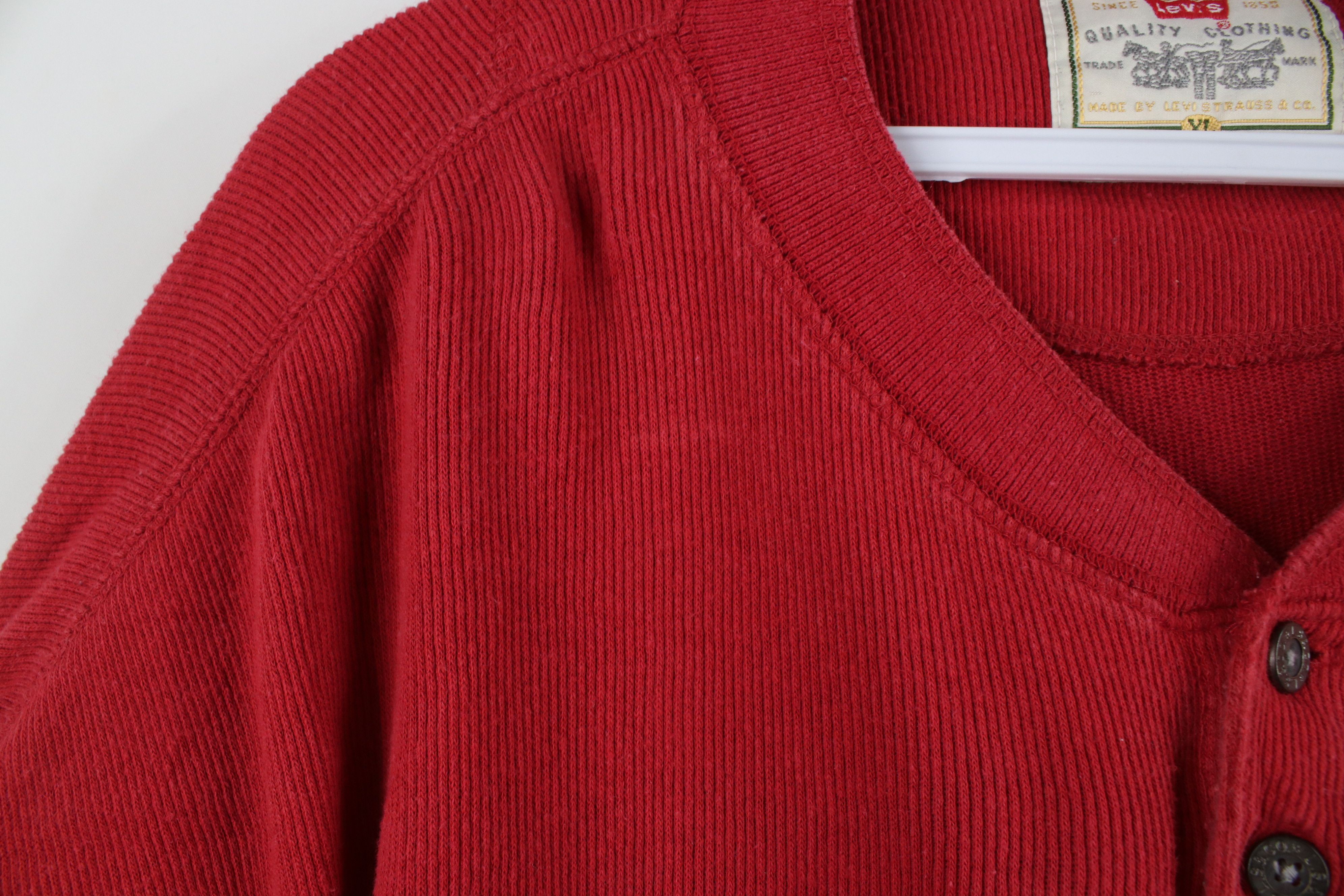 Levi's × Vintage Vintage 90s Levis Ribbed Knit Long Sleeve Henley T-Shirt Size US XL / EU 56 / 4 - 6 Thumbnail