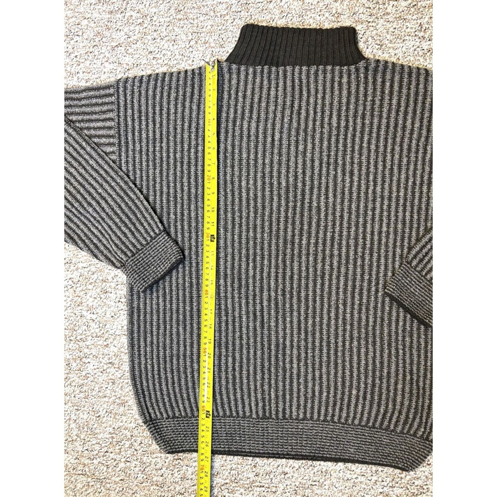 Alfani VINTAGE Alfani Wool Blend Quarter Zip Sweater Mens Large Mock Neck Pullover Knit Academia 80s 90s College University Comb Size US L / EU 52-54 / 3 - 5 Thumbnail