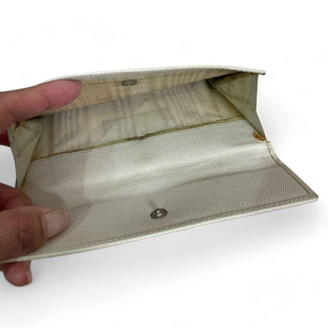 Prada Prada - Saffiano White Beige Leather Wallet Bifold Cardhold Size ONE SIZE - 4 Thumbnail