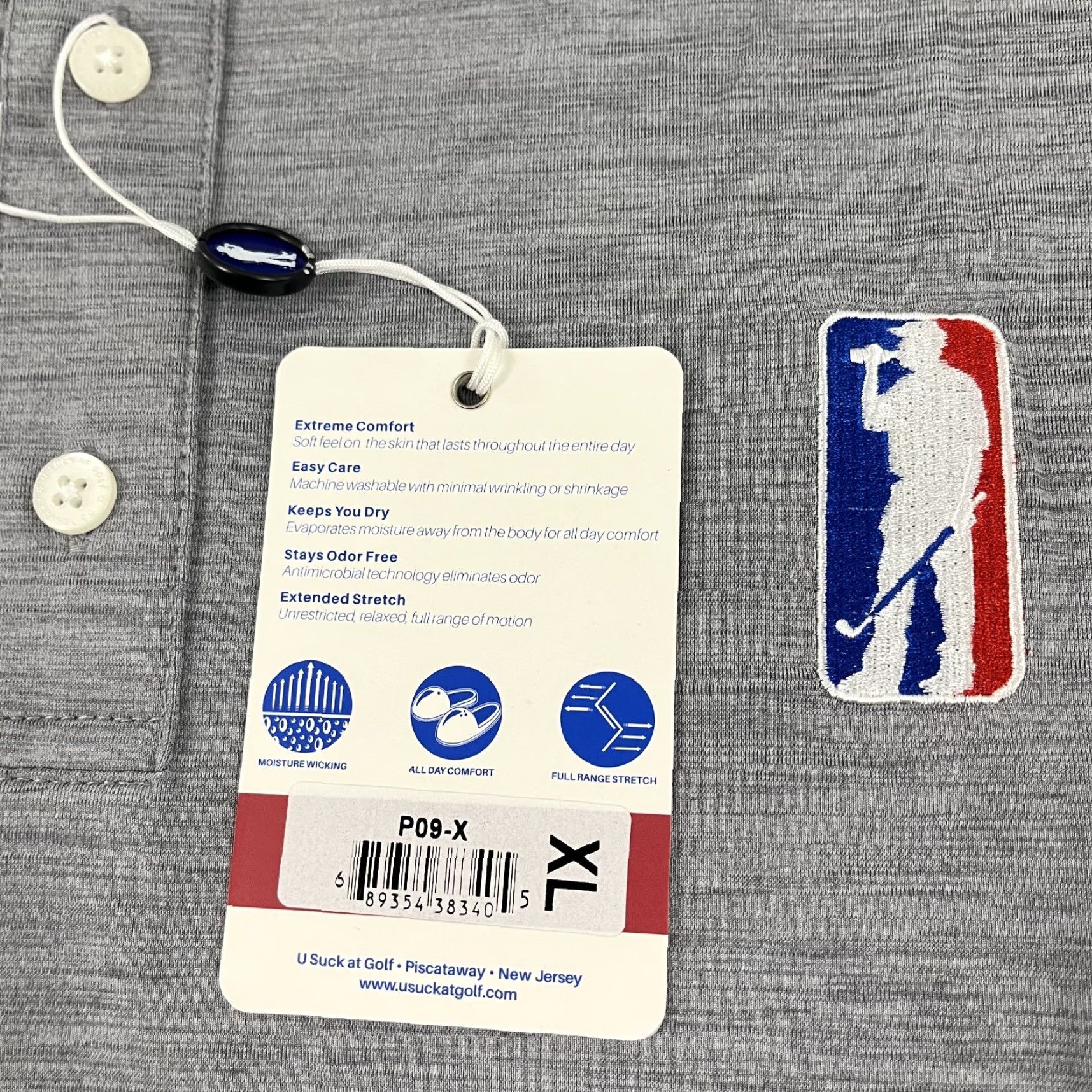 Vintage U Suck At Golf Polo Shirt Mens XL Gray Performance Stretch Preppy Funny NEW Size US XL / EU 56 / 4 - 3 Thumbnail