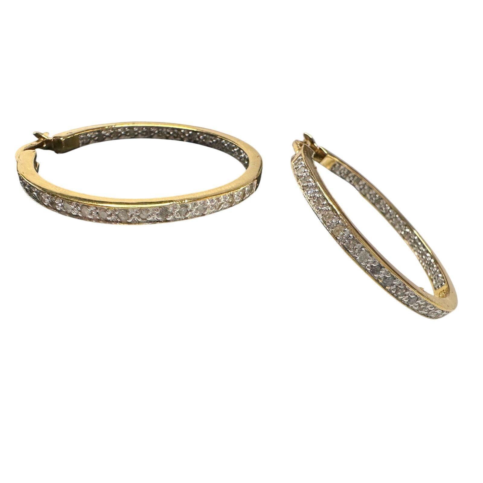 Other Beautiful 1/2 Carat Inside Out Diamond Hoop Earrings Size ONE SIZE - 1 Thumbnail