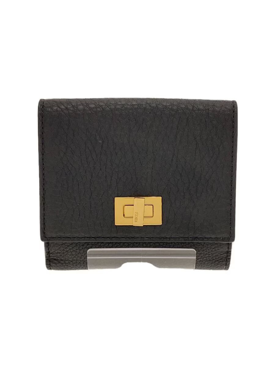 Fendi Fendi Peekaboo Leather Bi-Fold Wallet Black Size ONE SIZE - 1 Thumbnail