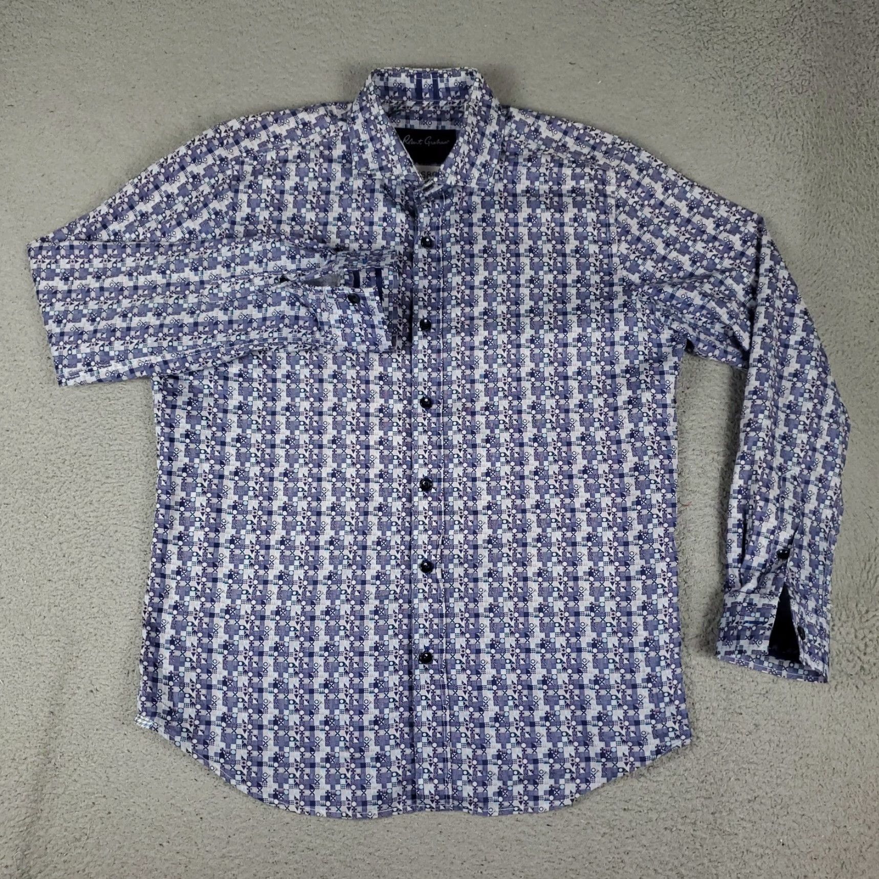 Robert Graham Robert Graham Shirt Mens M Blue Geometric Button-Up Long Sleeve Size US M / EU 48-50 / 2 - 2 Thumbnail