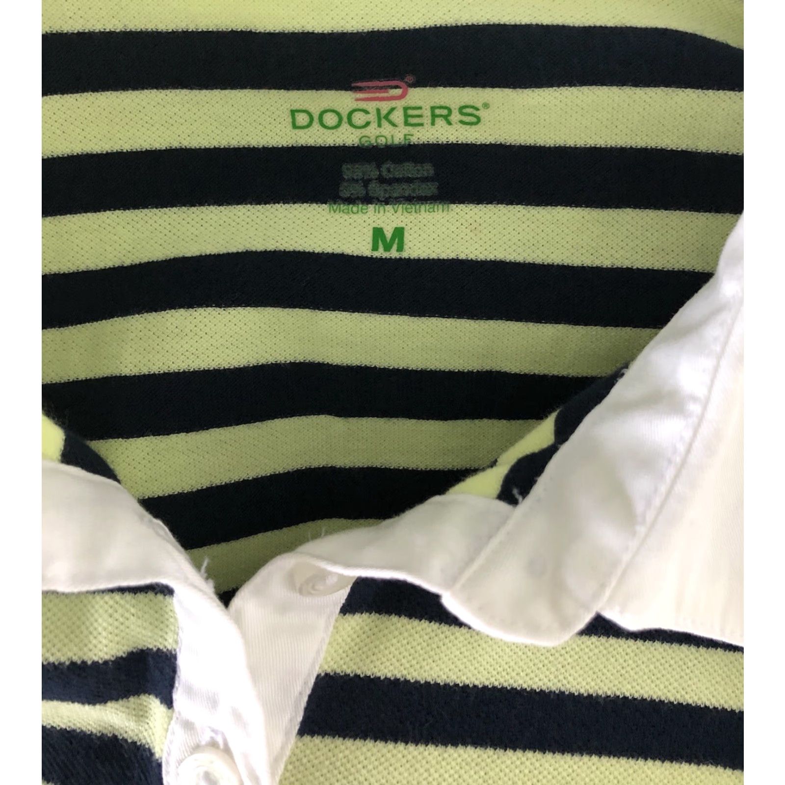 Dockers Dockers Polo Shirt M Green/Blue Stripe Short Sleeve Button Collared Casual, Preppy Womens Medium Size M / US 6-8 / IT 42-44 - 4 Thumbnail
