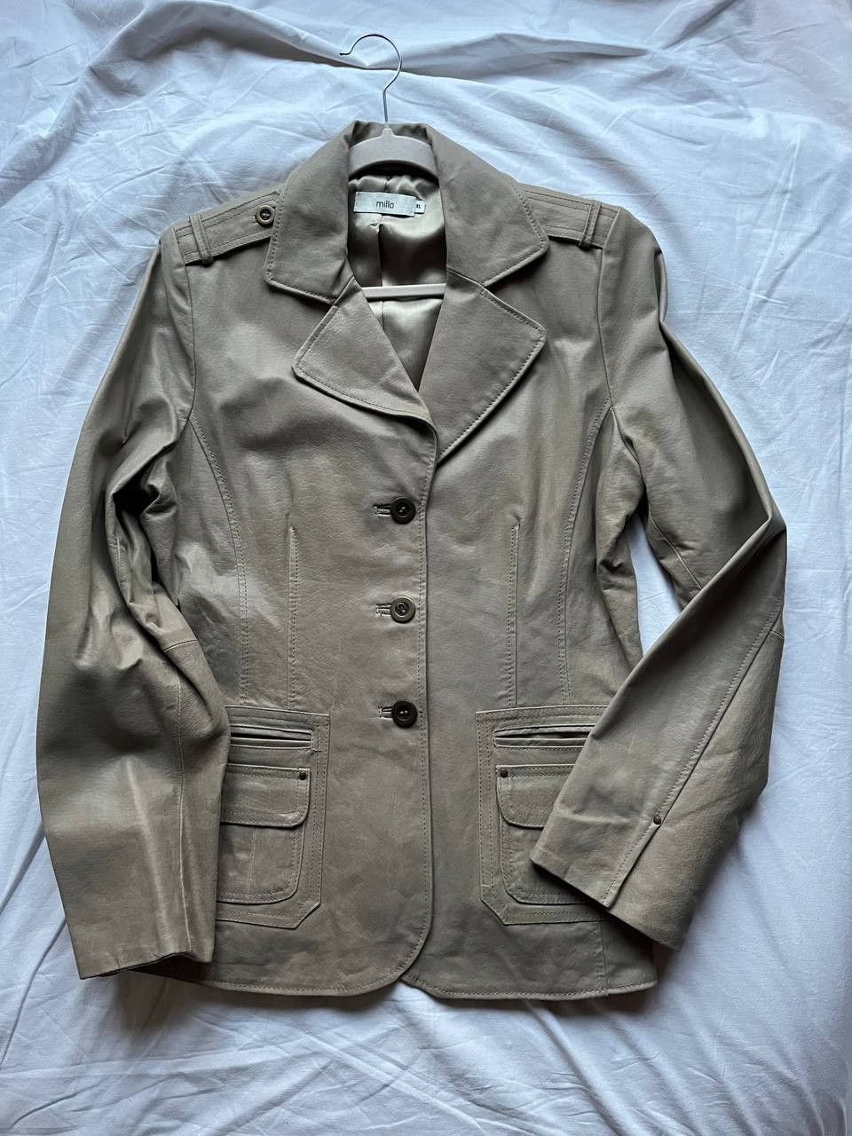 Other × Vintage Milla vintage women's beige pigskin leather blazer / jacket Size XL / US 12-14 / IT 48-50 - 1 Thumbnail