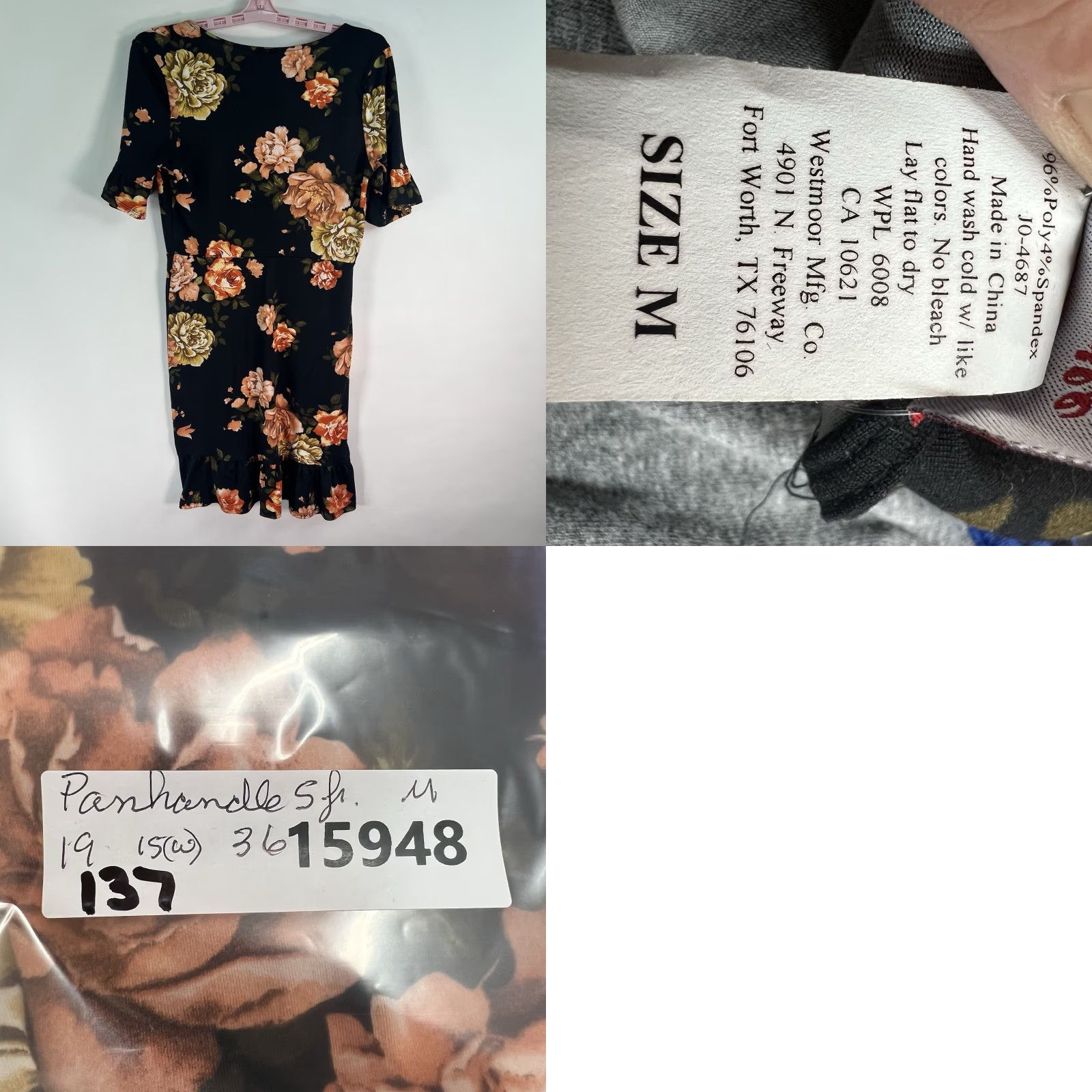 Vintage Panhandle Junior Rap Floral Dress M Black NWT Size M / US 6-8 / IT 42-44 - 8 Thumbnail