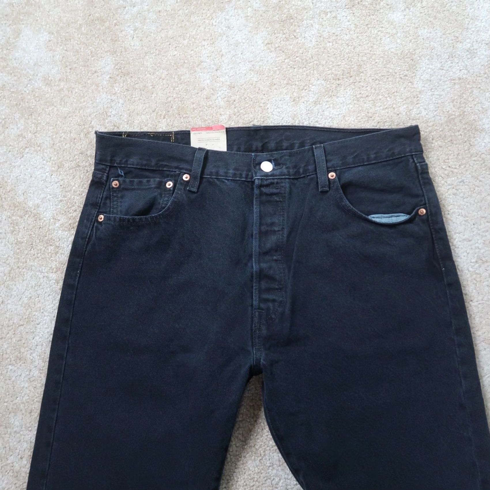 Levi's VINTAGE? No — Levi's 501 Jeans Men 36x32 Regular Denim Black Button Fly 5-Pocket Classic 501 Series Mens Size US 36 / EU 52 - 2 Thumbnail